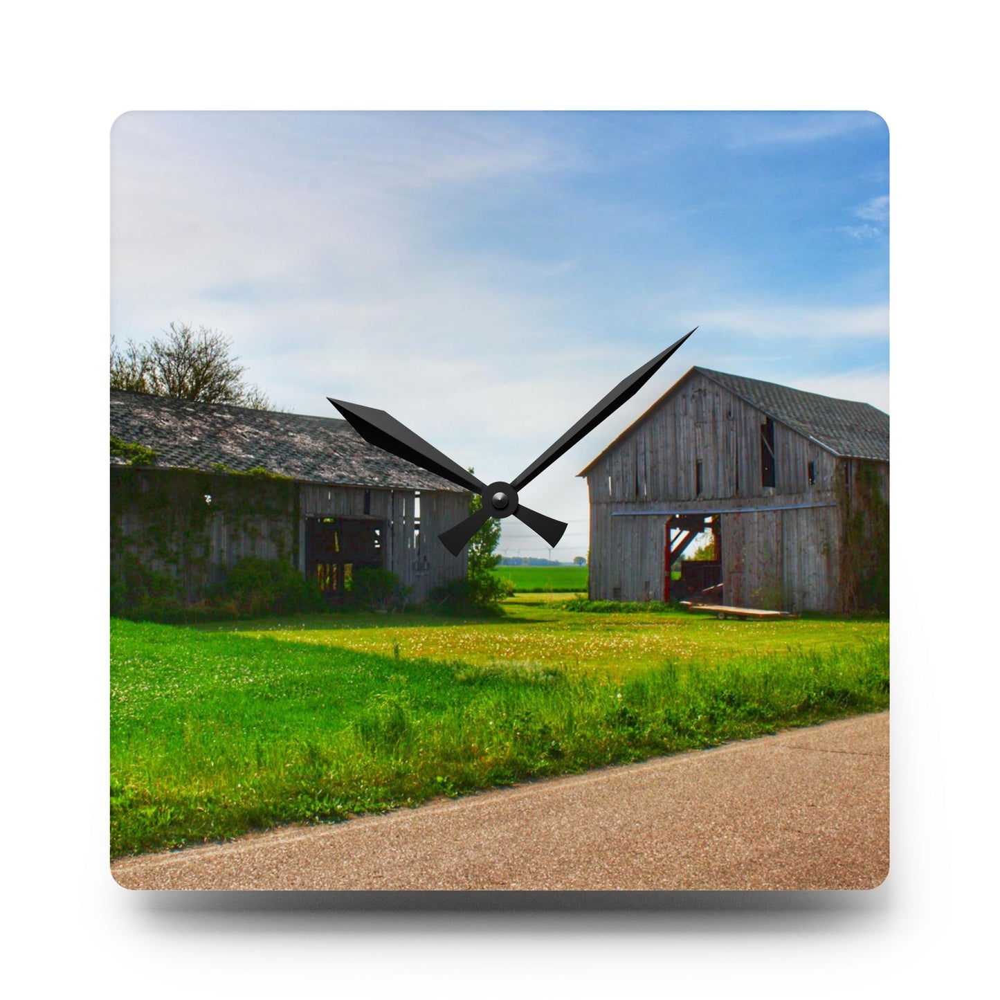 U R There Photography Caro Road Twin Greys I Rustic Farmhouse Acrylic Analog Wall Clock