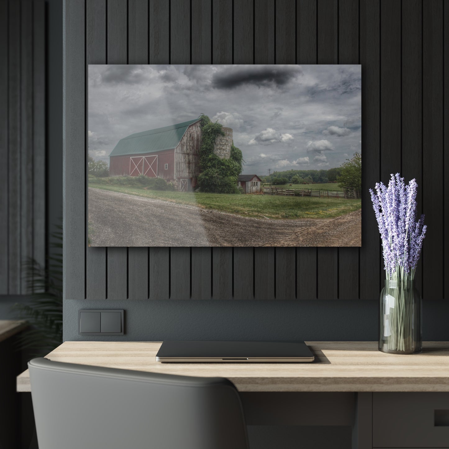 U R There Photography West Hunters Creek Road Red II Rustic Farmhouse Acrylic Wall Print