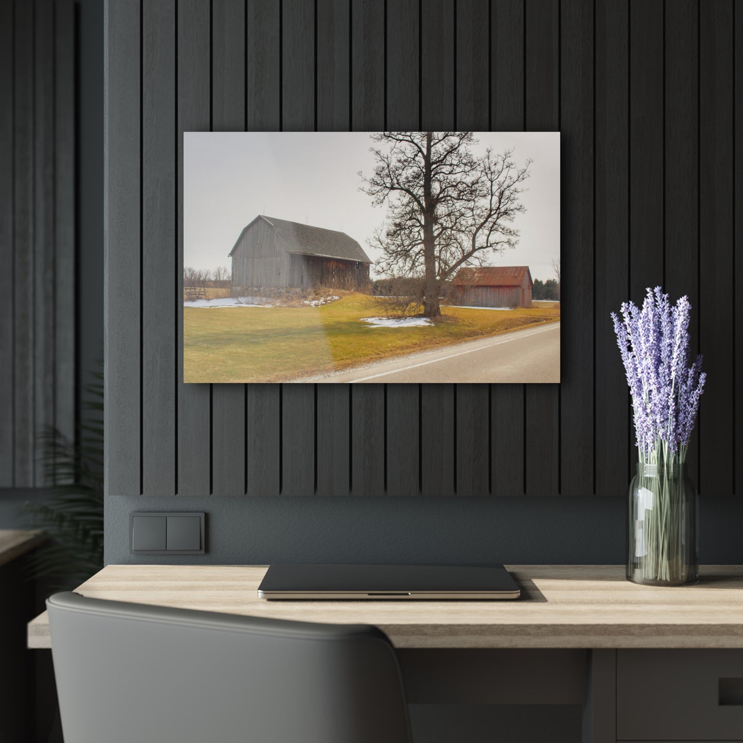 U R There Photography Roadside Greys Rustic Farmhouse Acrylic Wall Print
