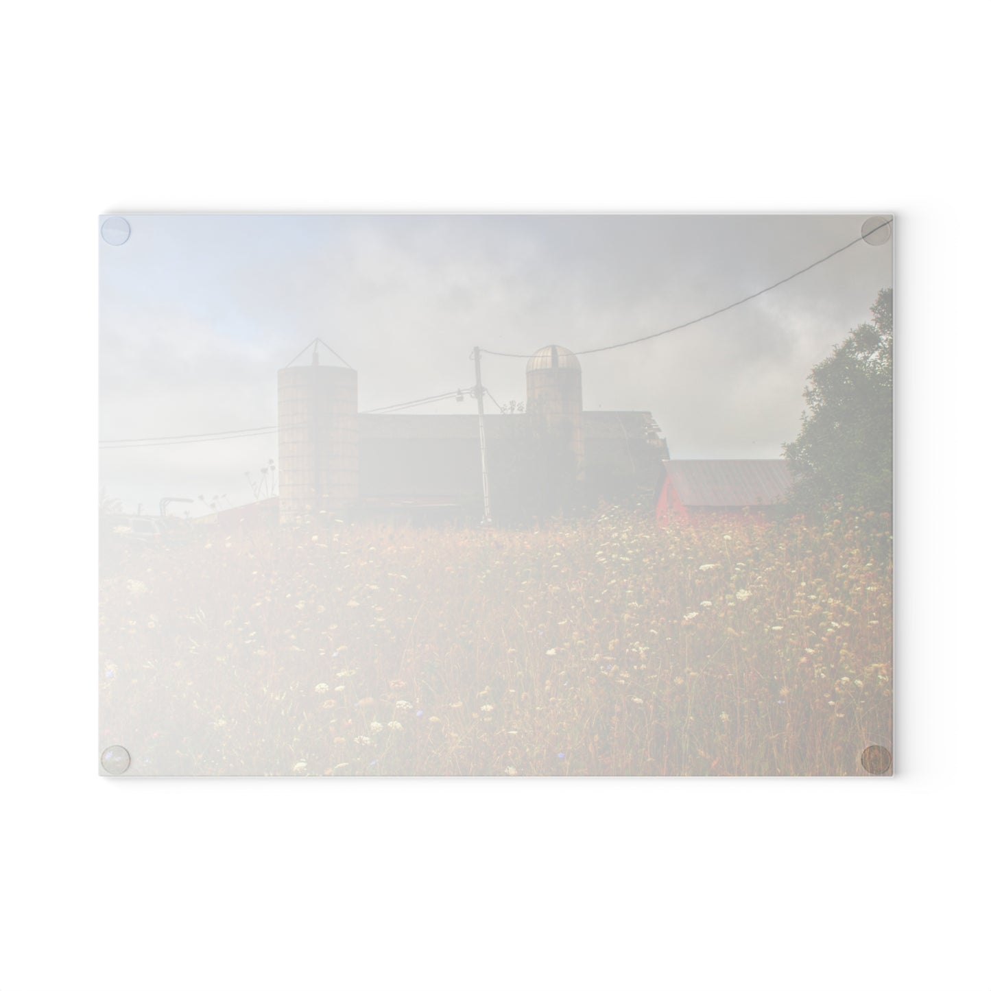 U R There Photography Brown Road Hidden Reds Rustic Farmhouse Tempered-Glass Cutting Board