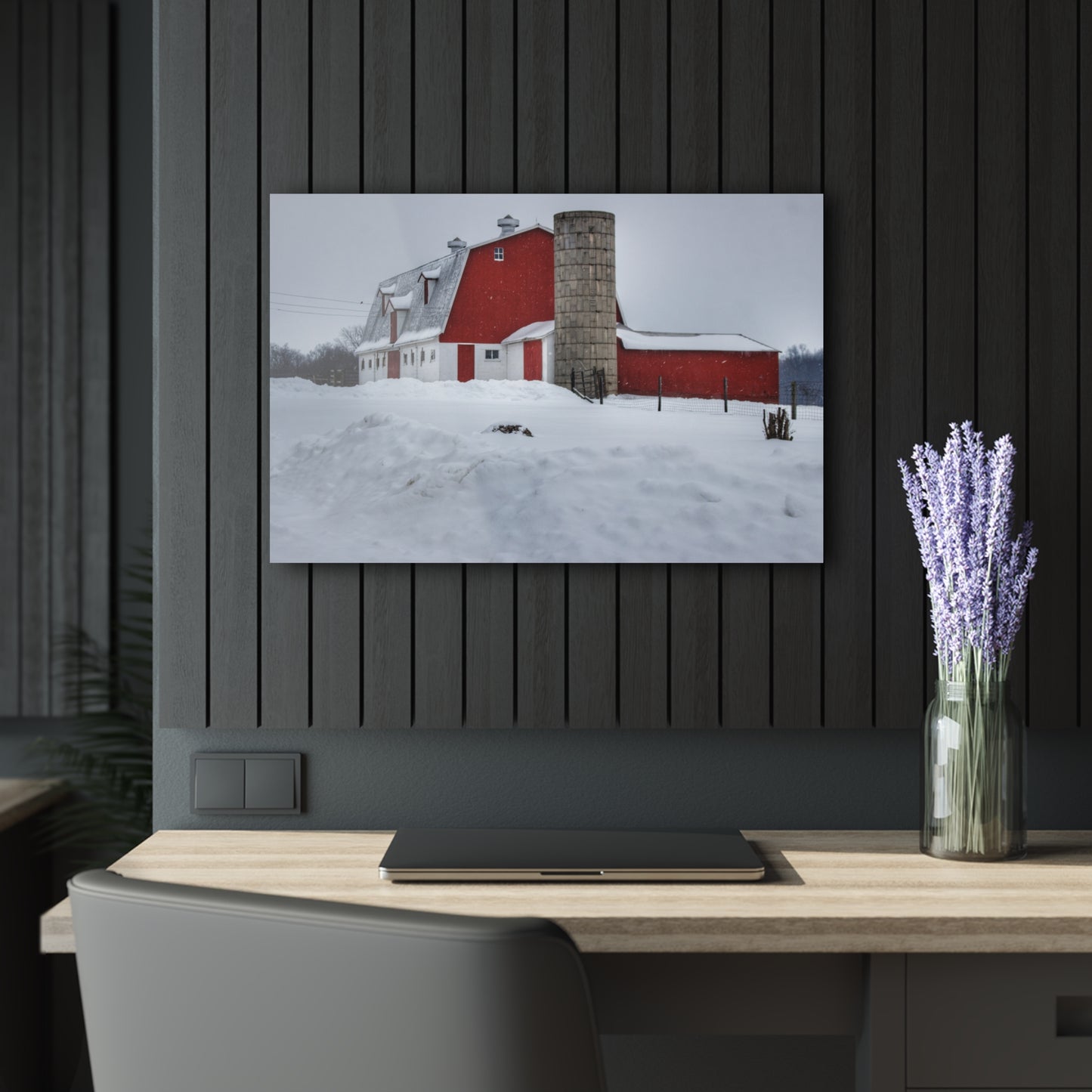 U R There Photography South Elba Block Red Rustic Farmhouse Acrylic Wall Print