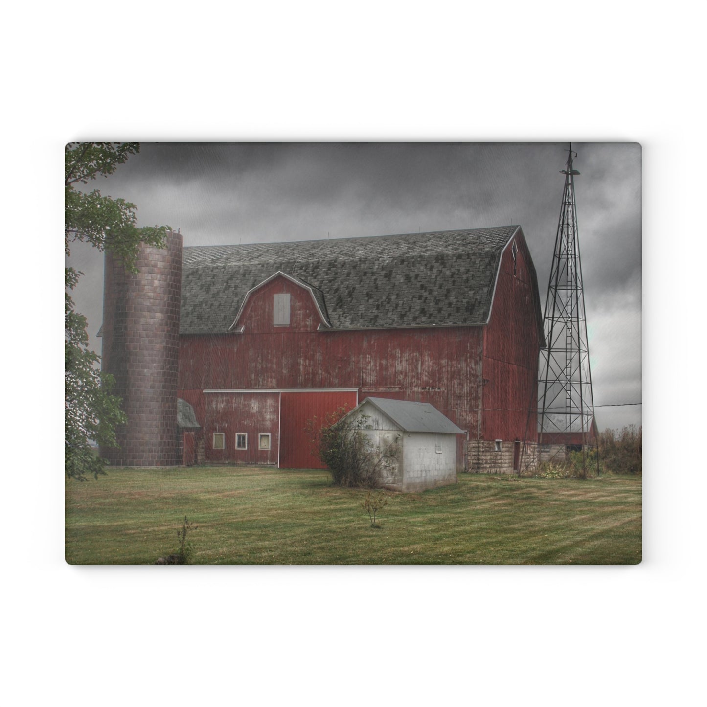 U R There Photography Weaver Road Red II Rustic Farmhouse Tempered-Glass Cutting Board