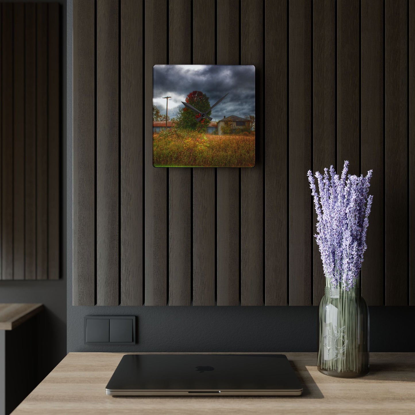 U R There Photography Farnsworth Forgotten Rustic Farmhouse Acrylic Analog Wall Clock
