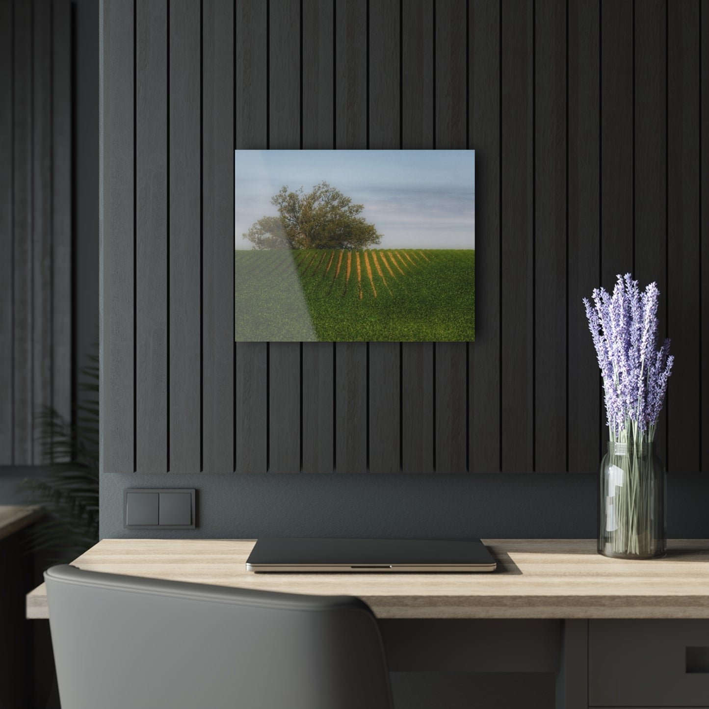 U R There Photography Tree Overlooking Farm Field Rustic Farmhouse Acrylic Wall Print