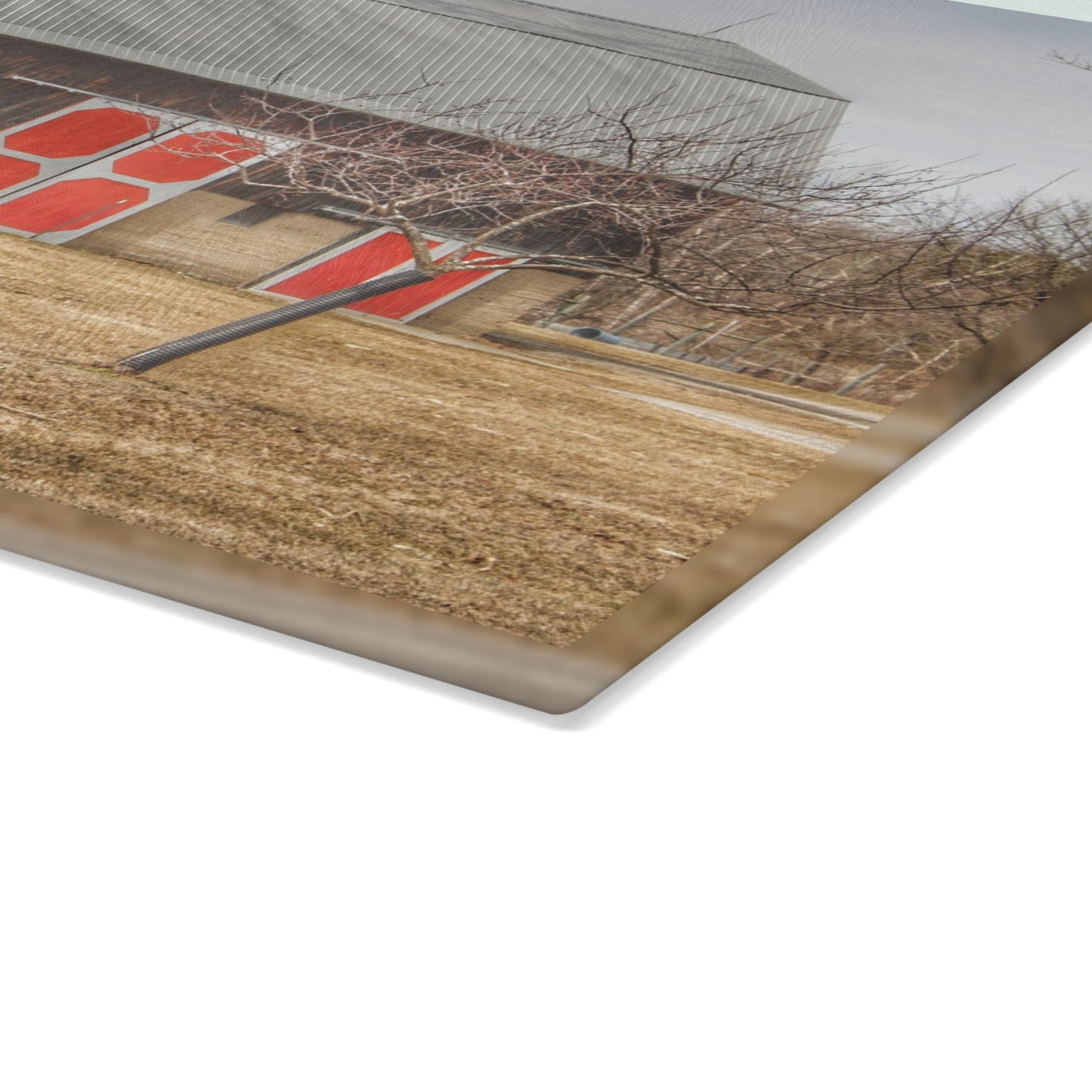 U R There Photography Sheridan Road Grey Rustic Farmhouse Tempered-Glass Cutting Board