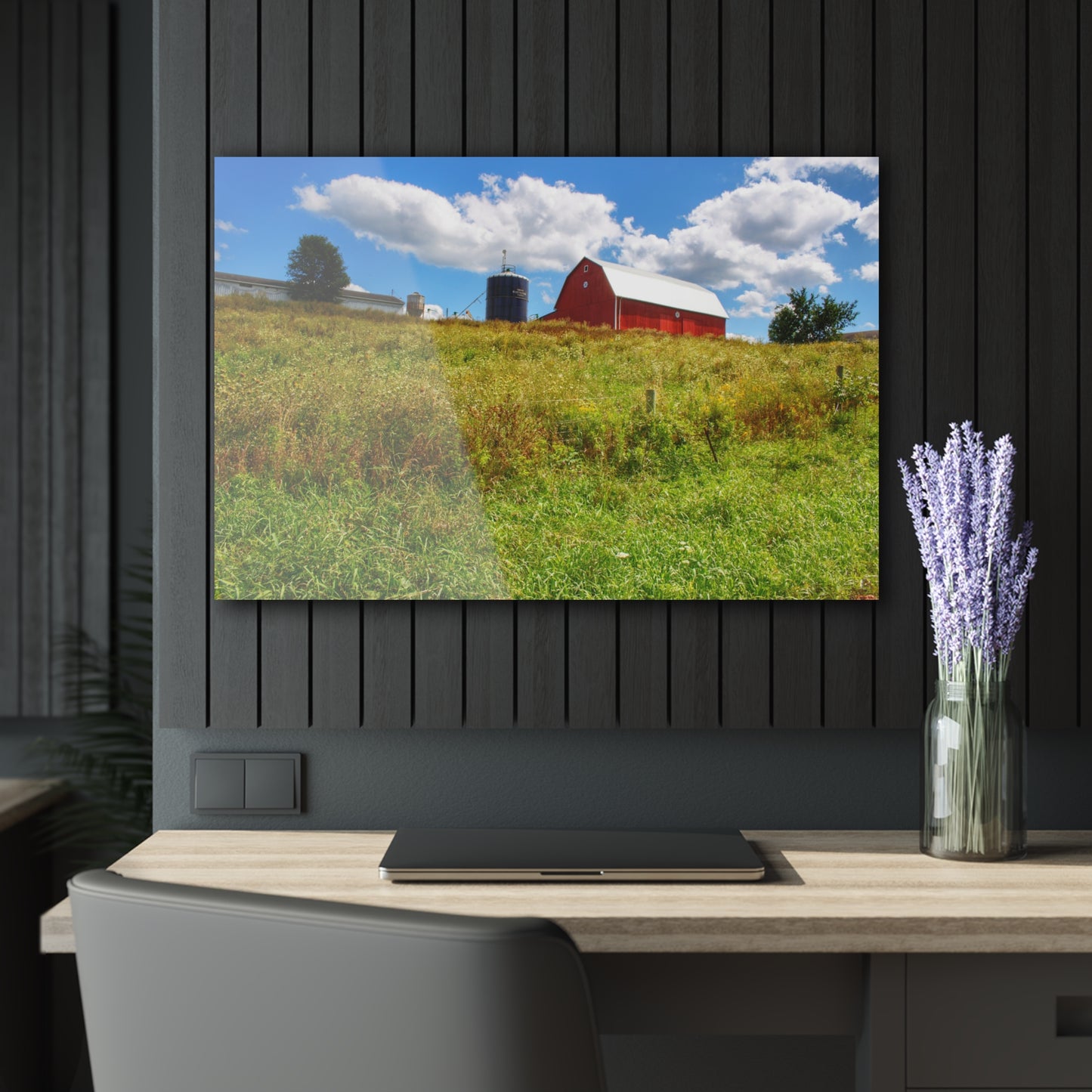 U R There Photography South Henderson Road Hilltop Red II Rustic Farmhouse Acrylic Wall Print