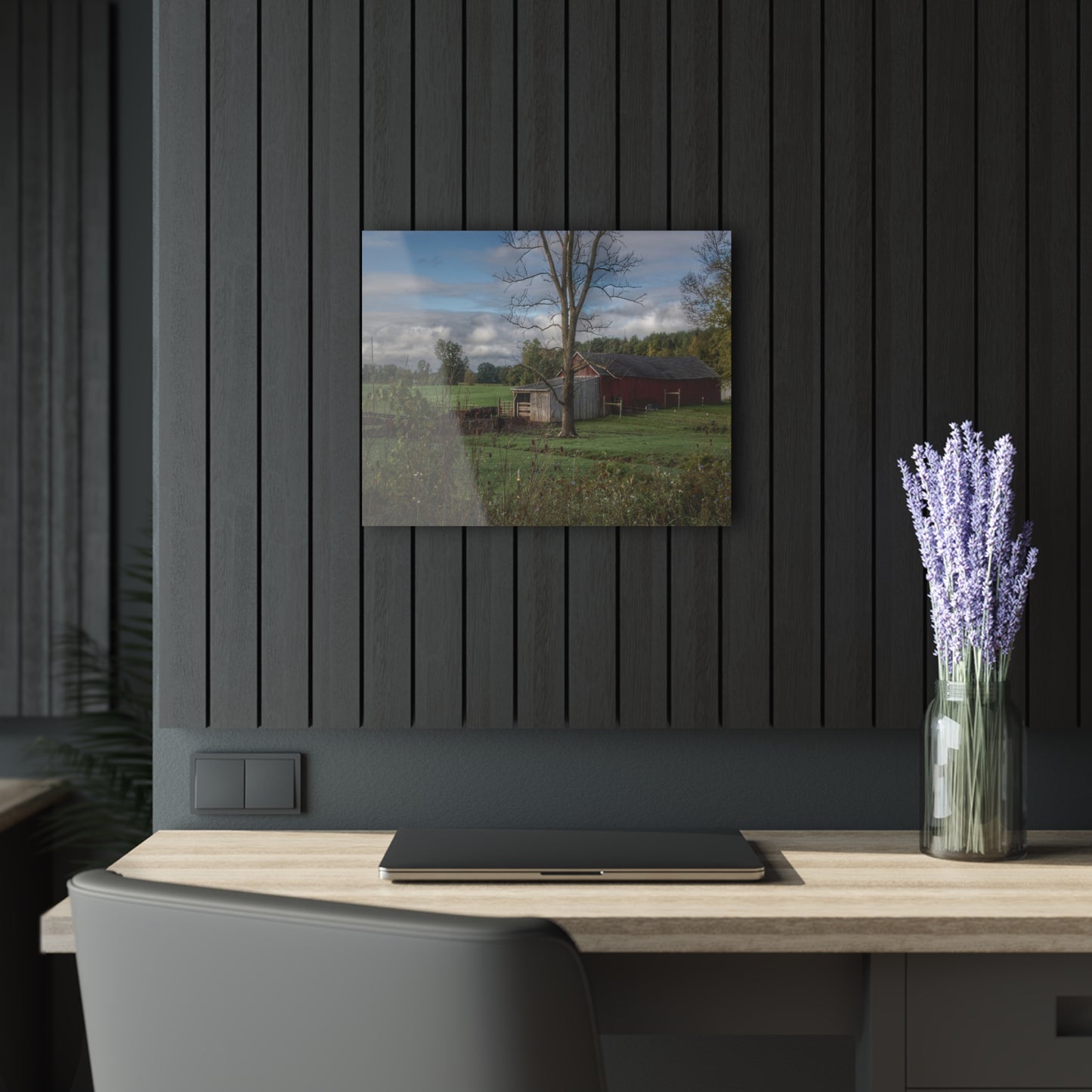 U R There Photography West Oregon Road Hidden Red IV Rustic Farmhouse Acrylic Wall Print