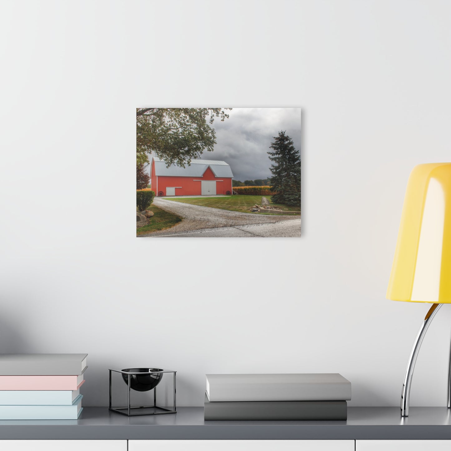 U R There Photography Richville Road Red Rustic Farmhouse Acrylic Wall Print