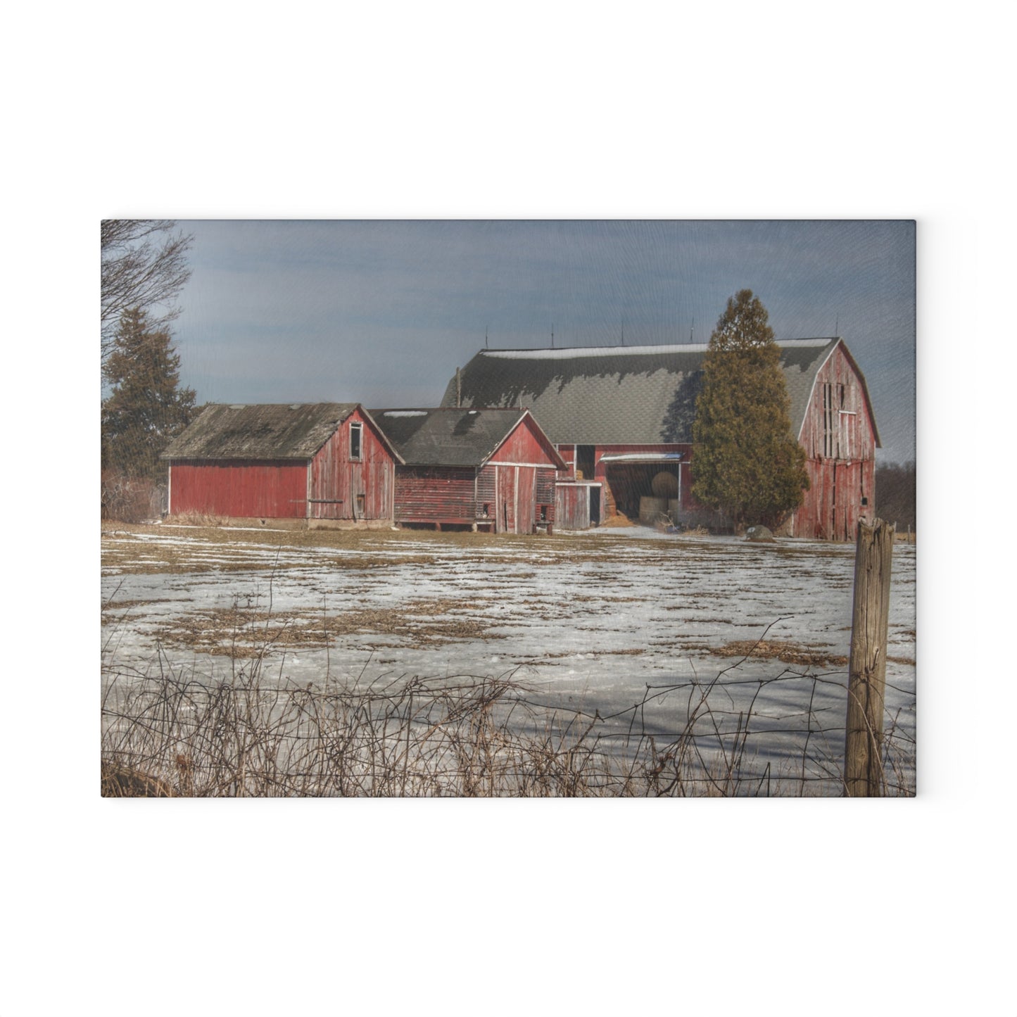 U R There Photography Wilder Road Reds Rustic Farmhouse Tempered-Glass Cutting Board