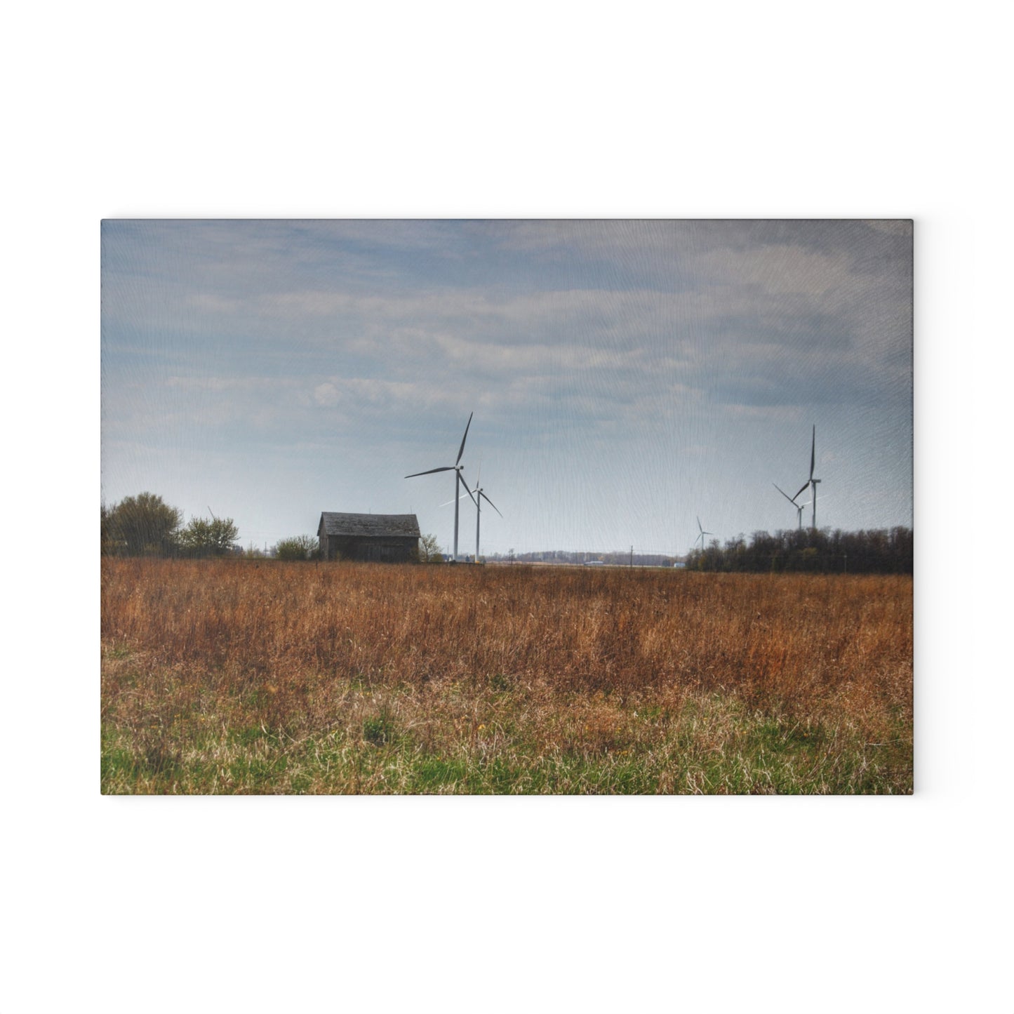U R There Photography Surin Road Grey Rustic Farmhouse Tempered-Glass Cutting Board