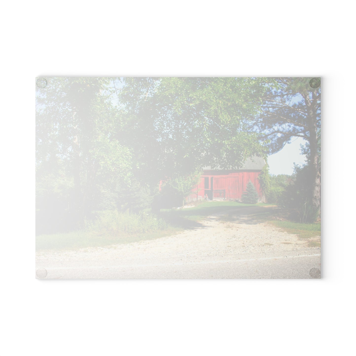 U R There Photography Caro Hidden Red Rustic Farmhouse Tempered-Glass Cutting Board