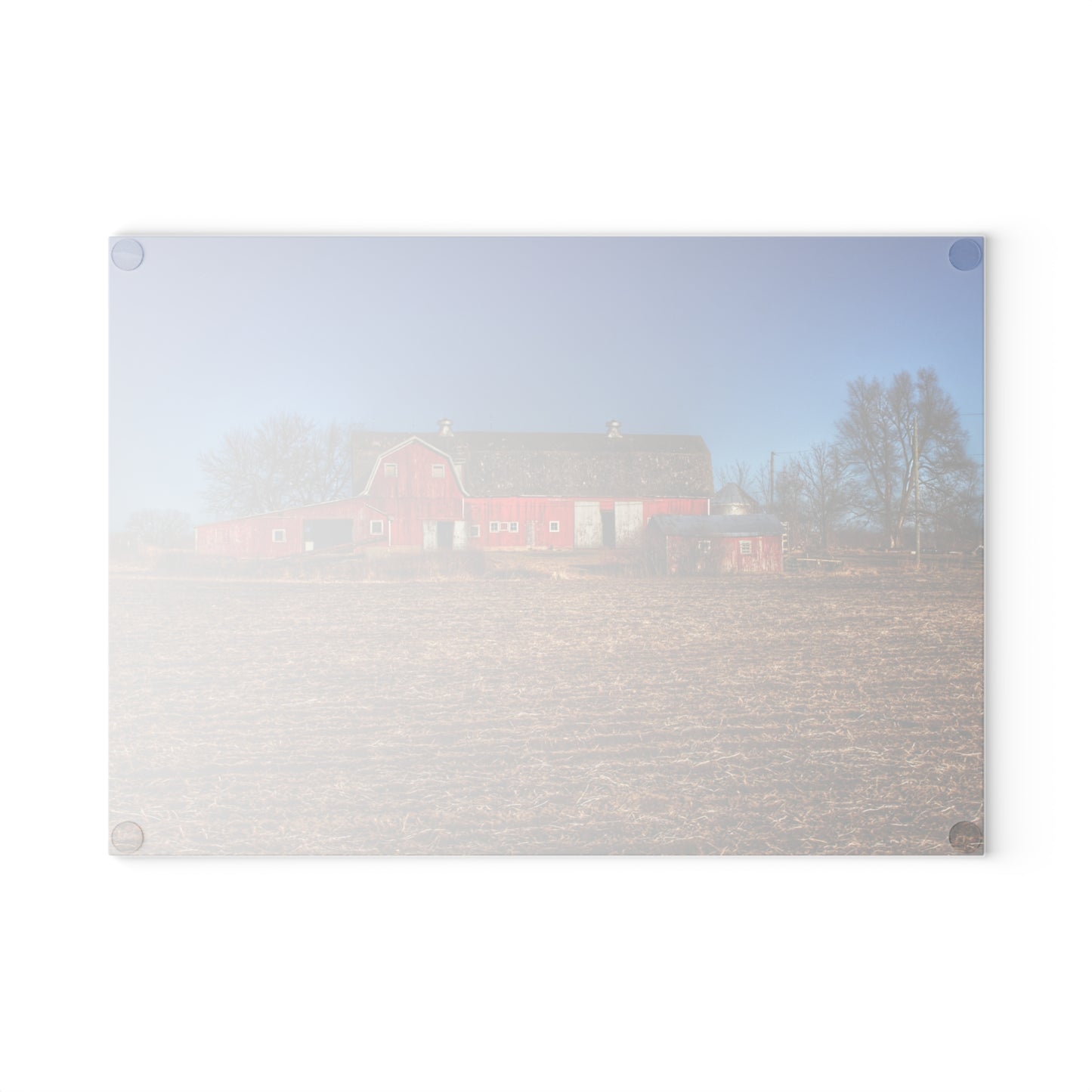 U R There Photography Rochester Road Red II Rustic Farmhouse Tempered-Glass Cutting Board