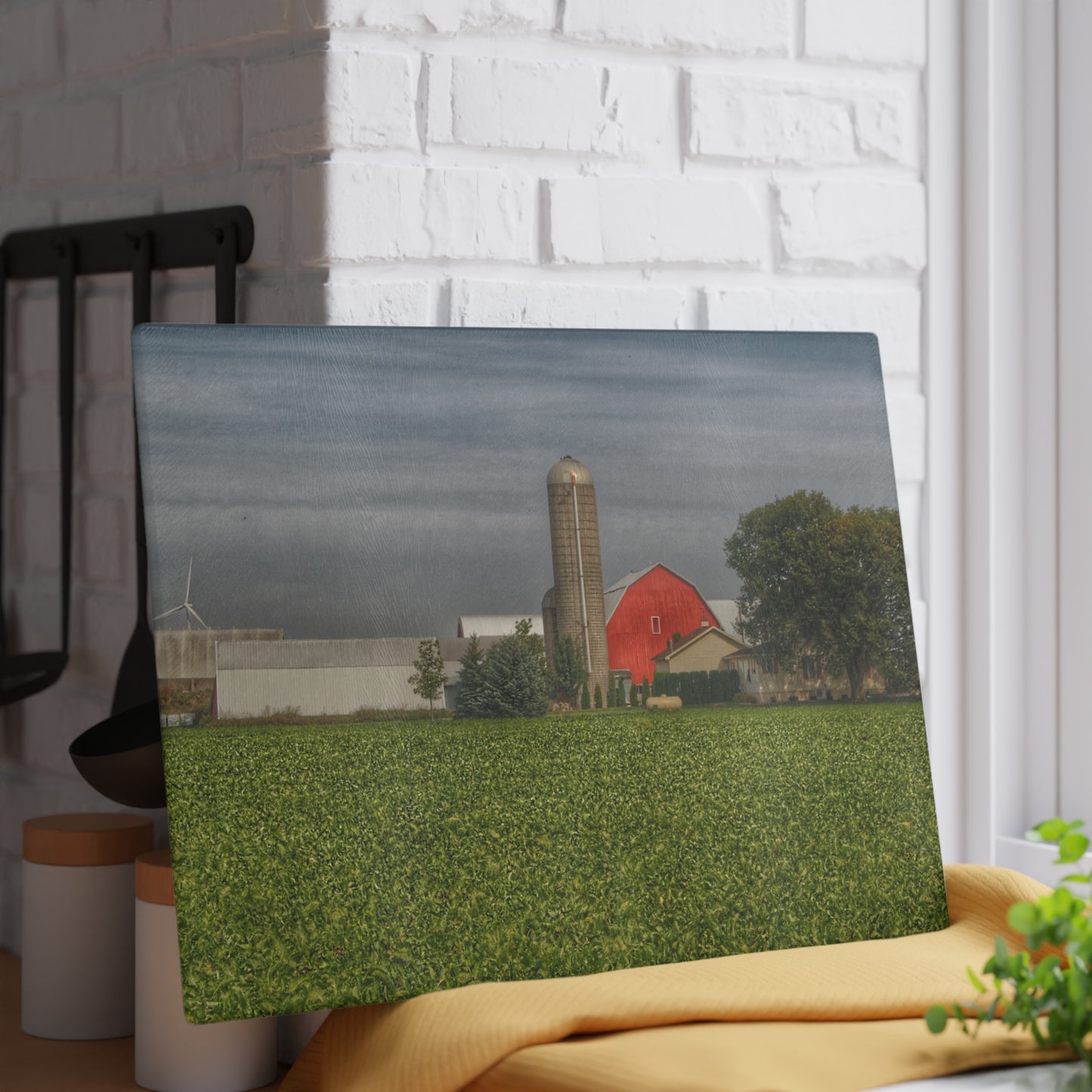 U R There Photography Richardson Road Farm Rustic Farmhouse Tempered-Glass Cutting Board