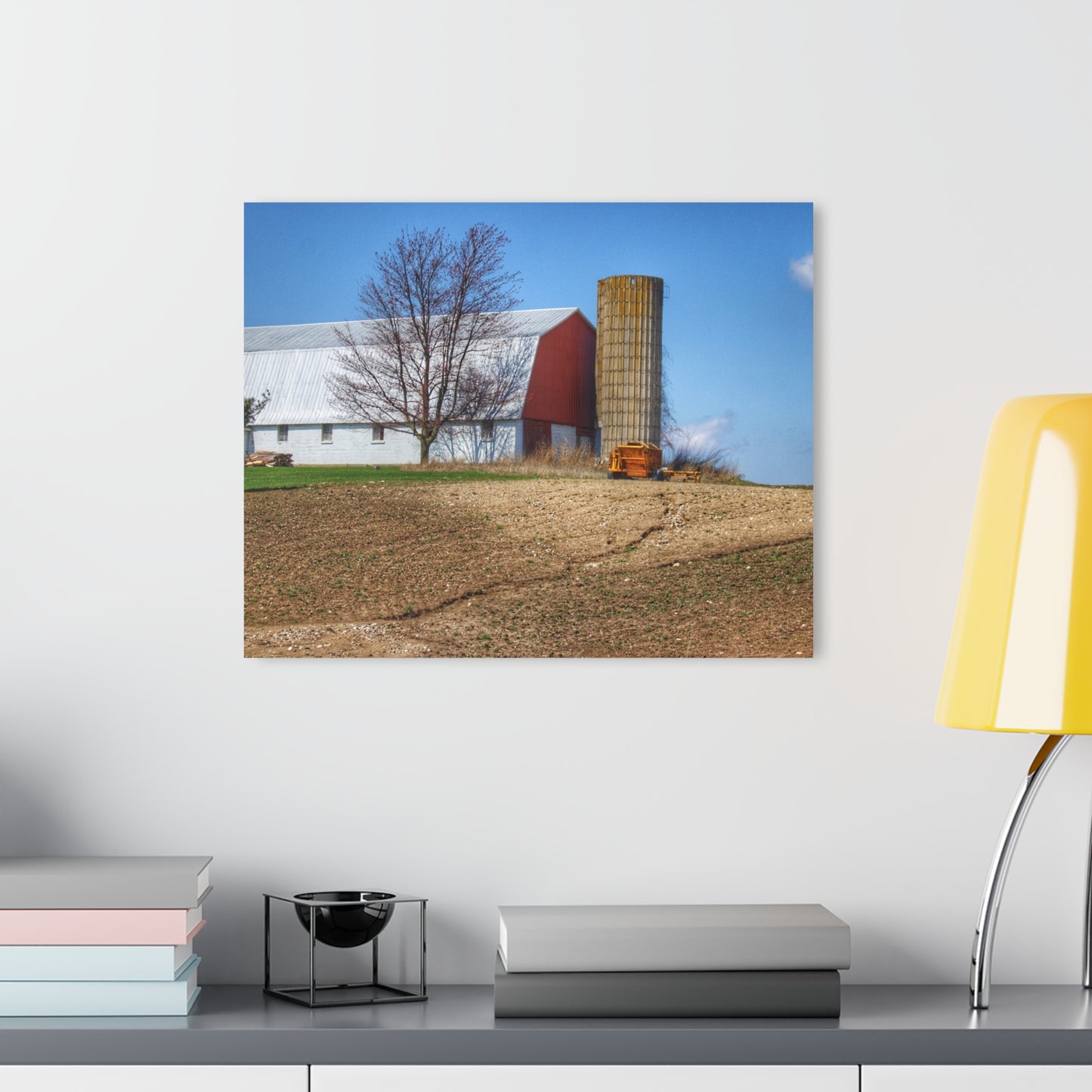 U R There Photography Shay Lake Red Rustic Farmhouse Acrylic Wall Print