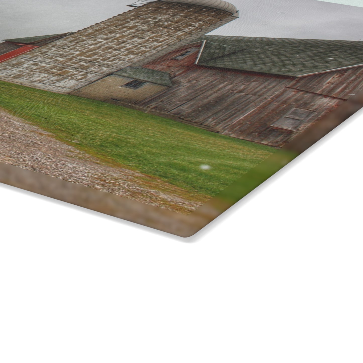 U R There Photography Roedel Roadside Reds II Rustic Farmhouse Tempered-Glass Cutting Board