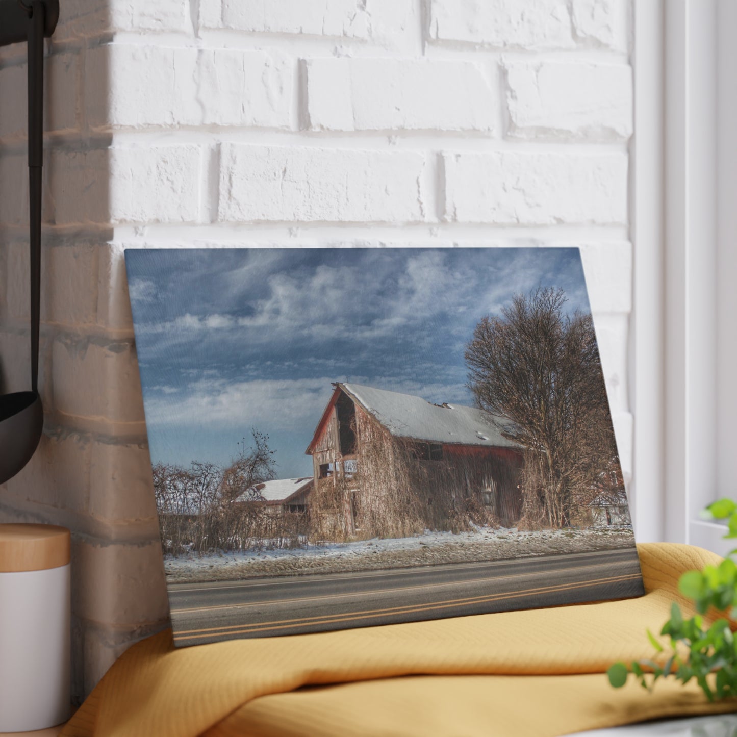 U R There Photography Almont Van Dyke Red II Rustic Farmhouse Tempered-Glass Cutting Board