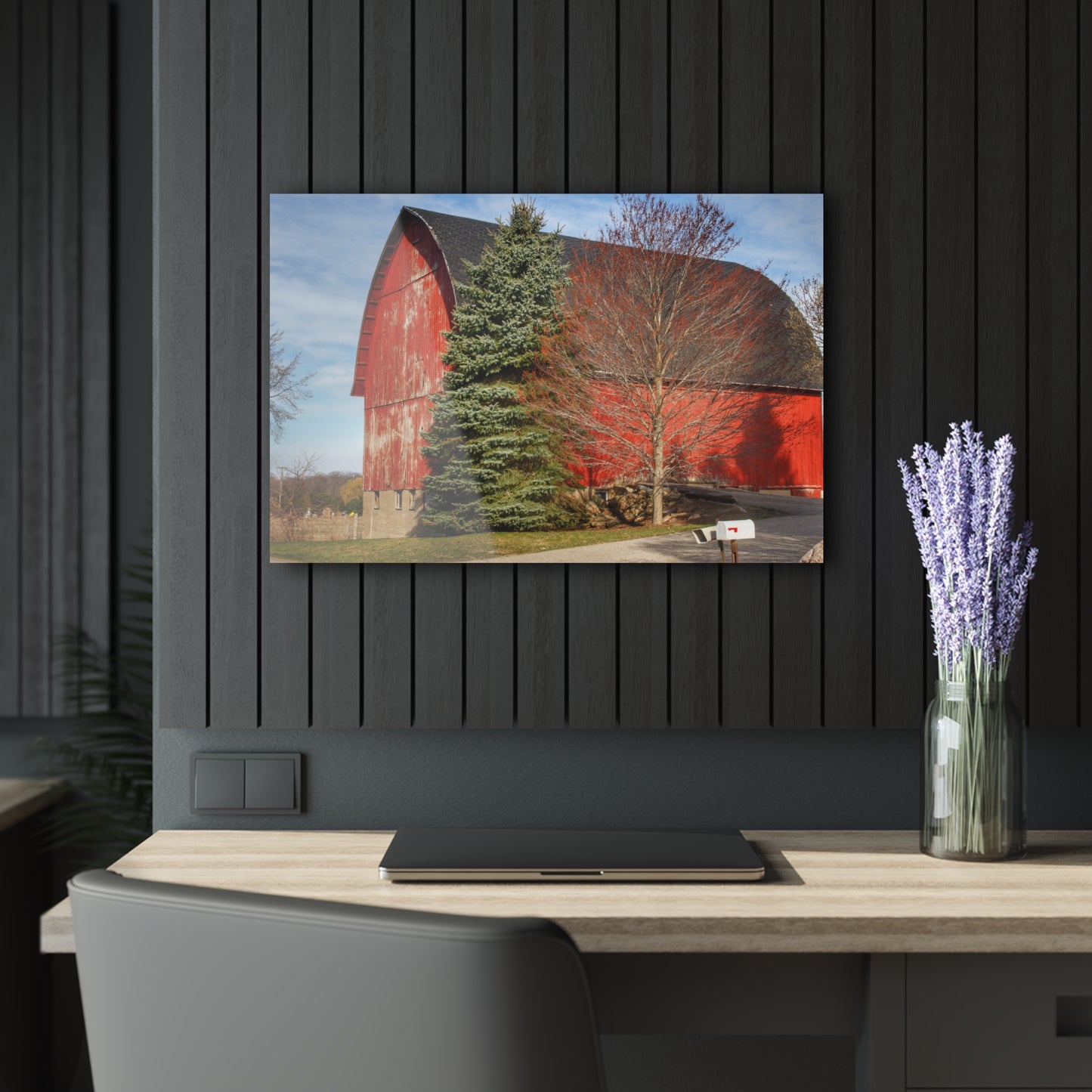 U R There Photography West Sutton Road Red Rustic Farmhouse Acrylic Wall Print
