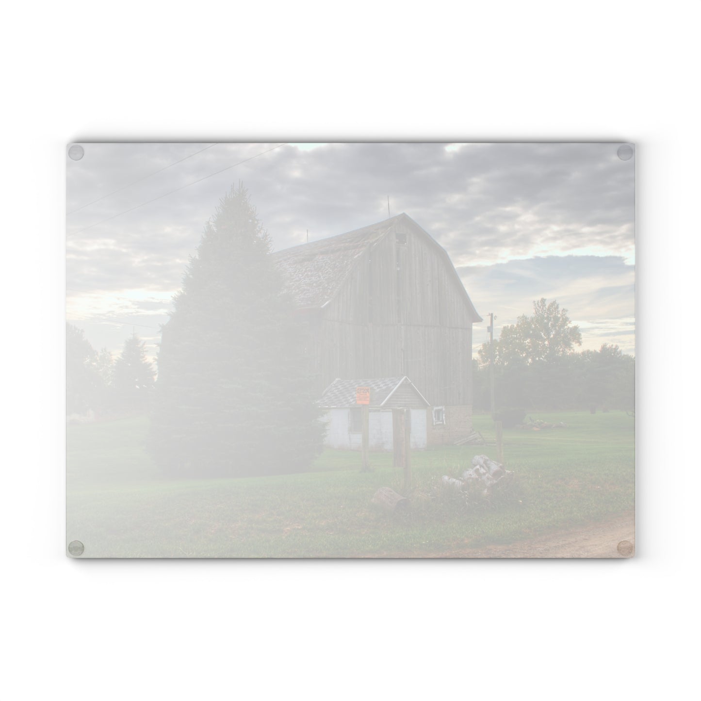 U R There Photography Rich Road Falling Grey II Rustic Farmhouse Tempered-Glass Cutting Board