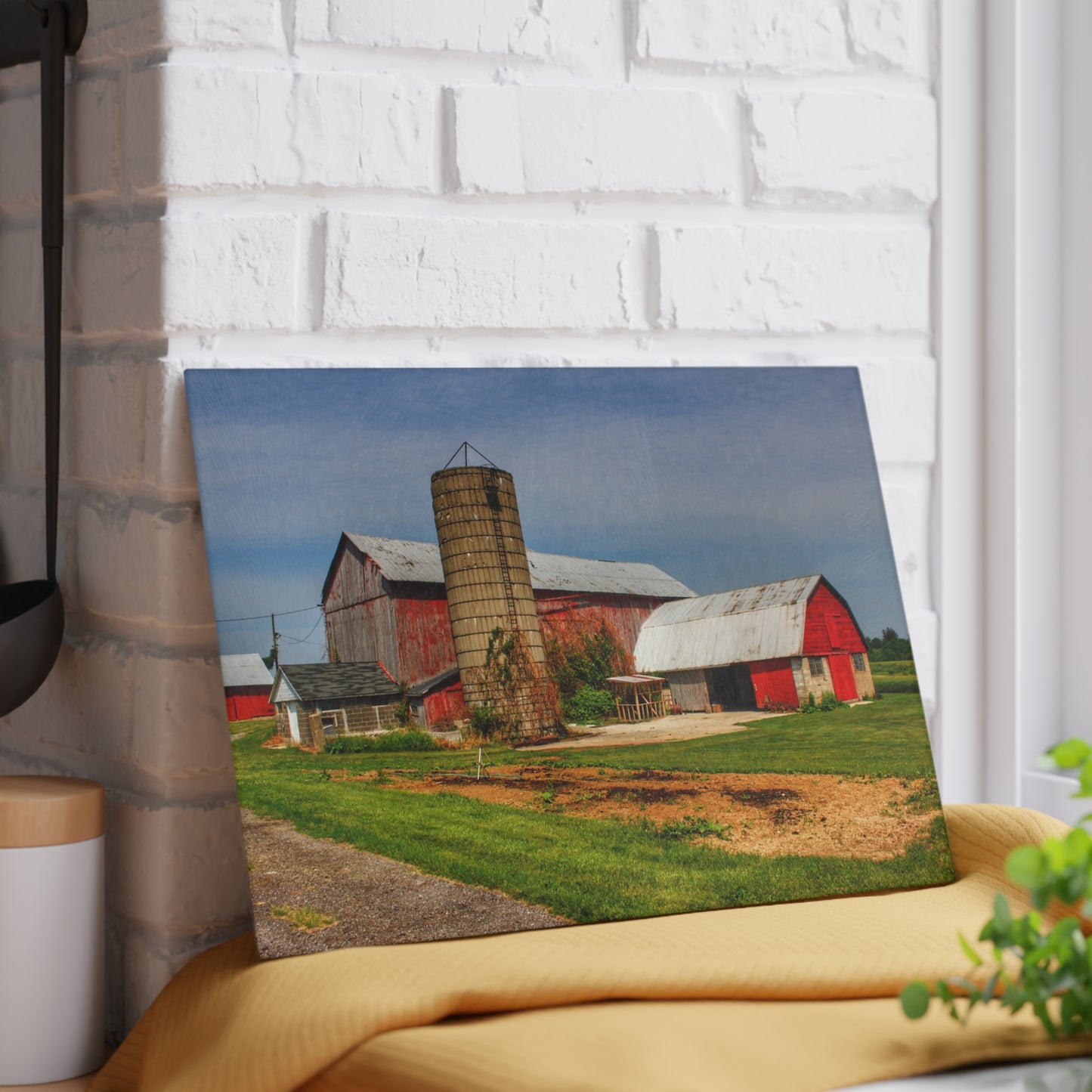 U R There Photography Marlette Red IV Rustic Farmhouse Tempered-Glass Cutting Board