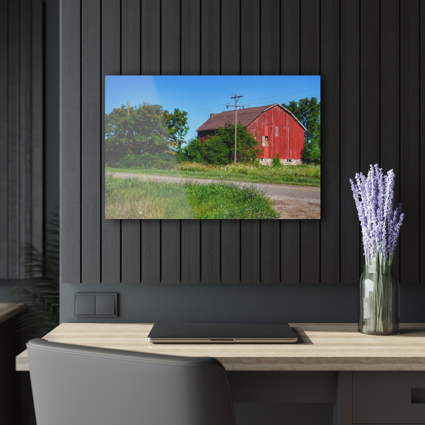U R There Photography Armstrong Road Red II Rustic Farmhouse Acrylic Wall Print