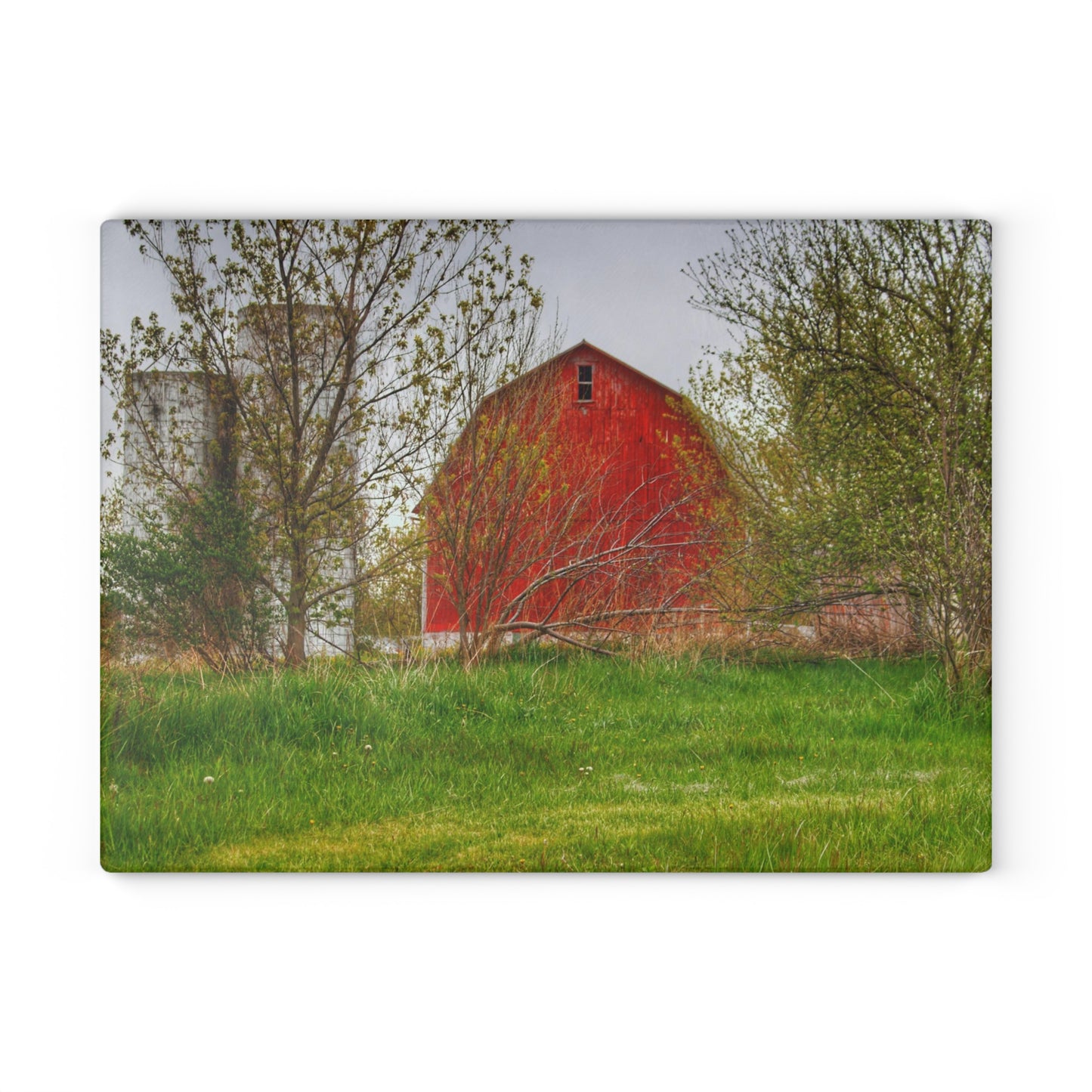 U R There Photography Castle Corner Red I Rustic Farmhouse Tempered-Glass Cutting Board