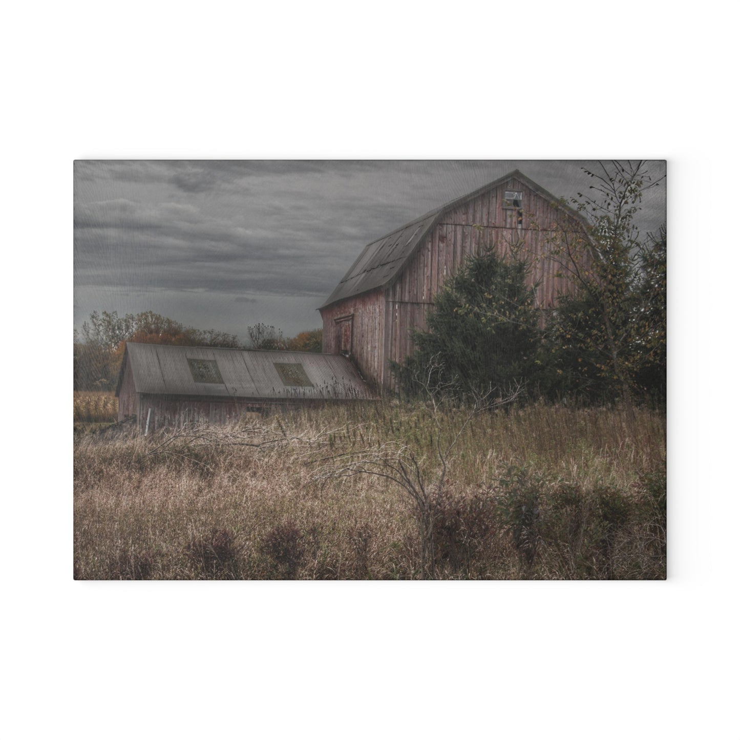 U R There Photography Treasurer Road Red Rustic Farmhouse Tempered-Glass Cutting Board