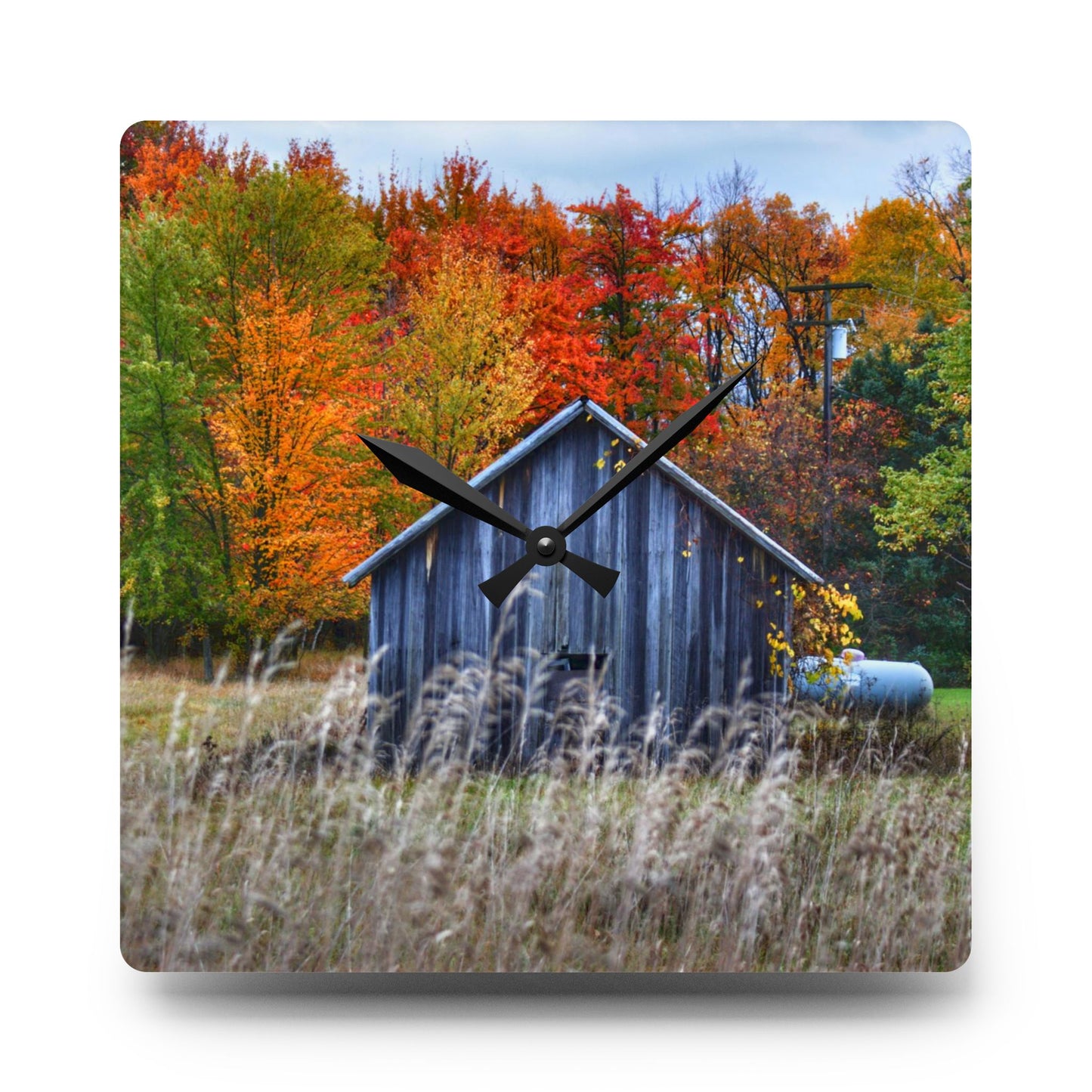 U R There Photography Beyond Church Road Little Grey Rustic Farmhouse Acrylic Analog Wall Clock