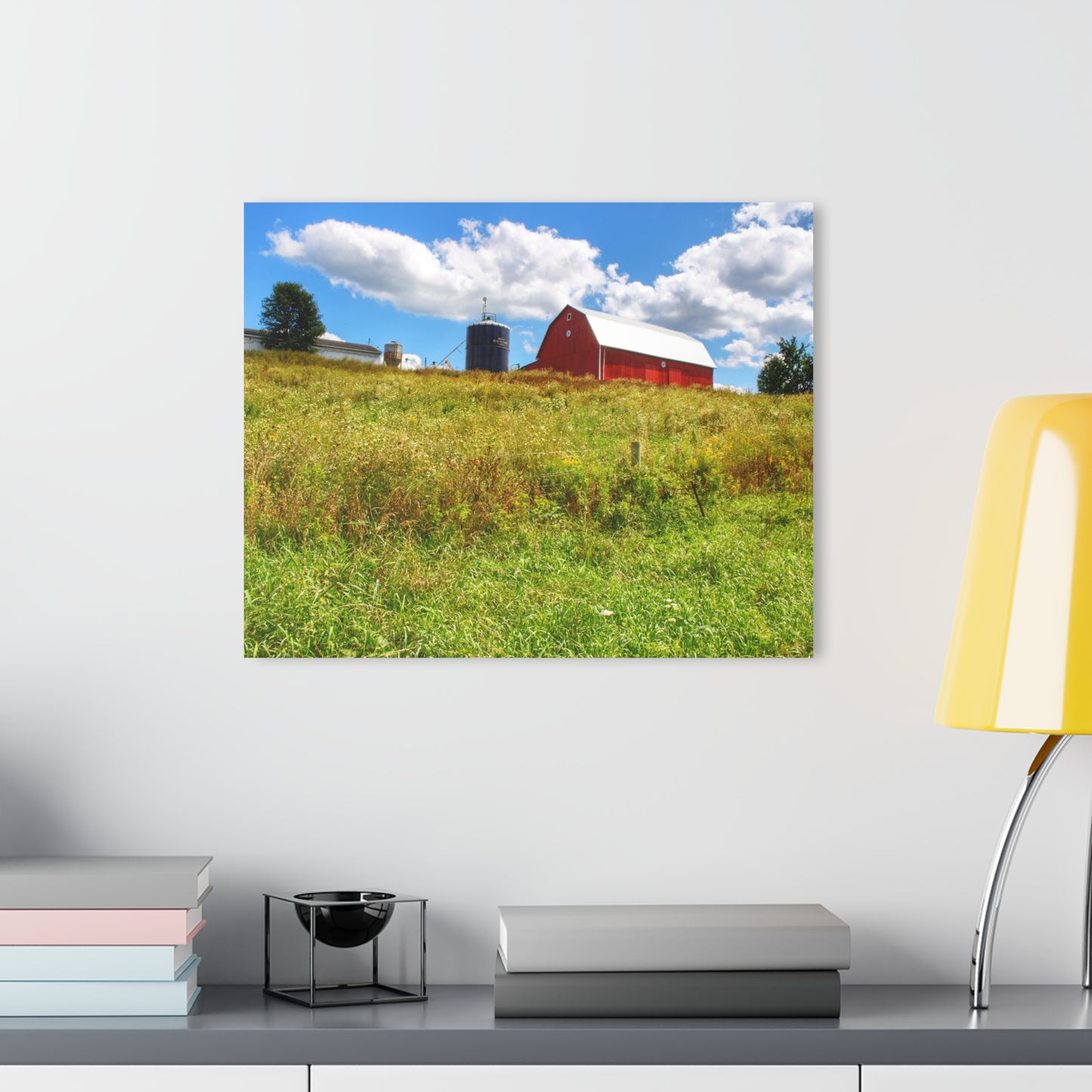 U R There Photography South Henderson Road Hilltop Red II Rustic Farmhouse Acrylic Wall Print