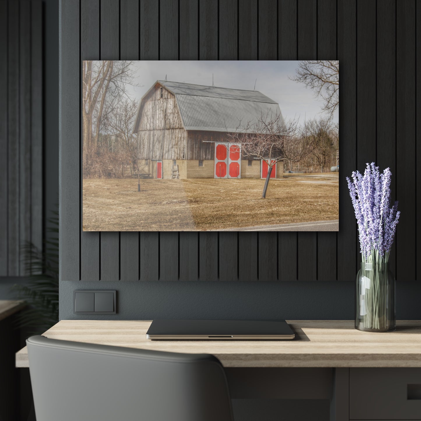 U R There Photography Sheridan Road Grey Rustic Farmhouse Acrylic Wall Print
