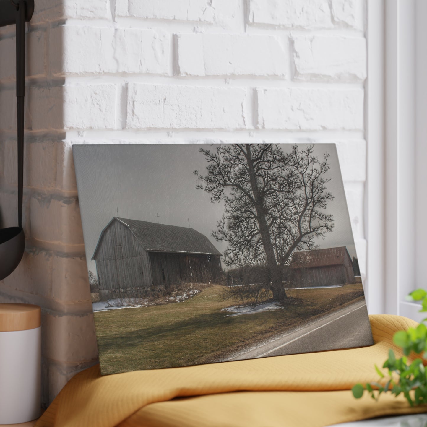 U R There Photography Roadside Greys Rustic Farmhouse Tempered-Glass Cutting Board