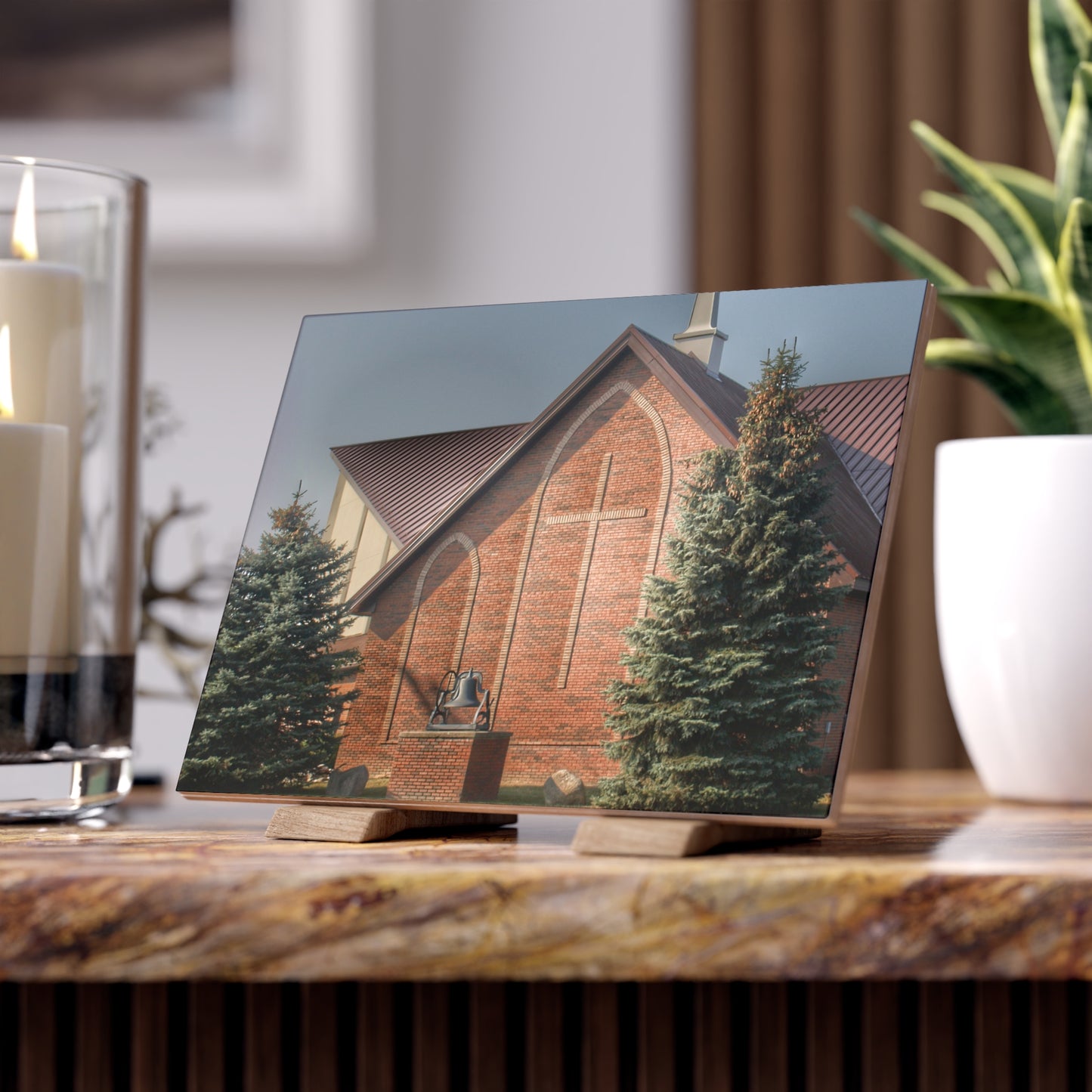 U R There Photography Church on Irish Road Rustic Farmhouse Decorative Ceramic Tile