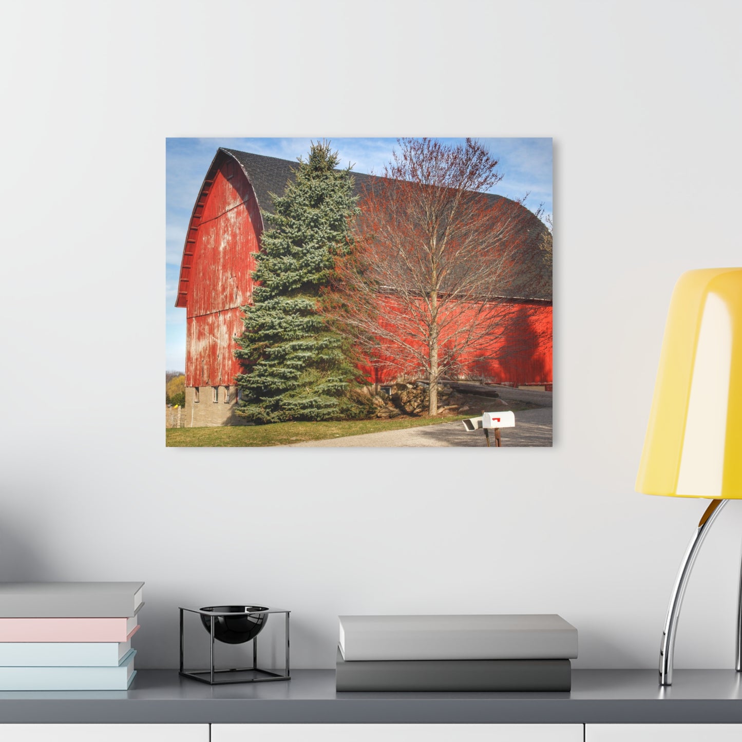 U R There Photography West Sutton Road Red Rustic Farmhouse Acrylic Wall Print