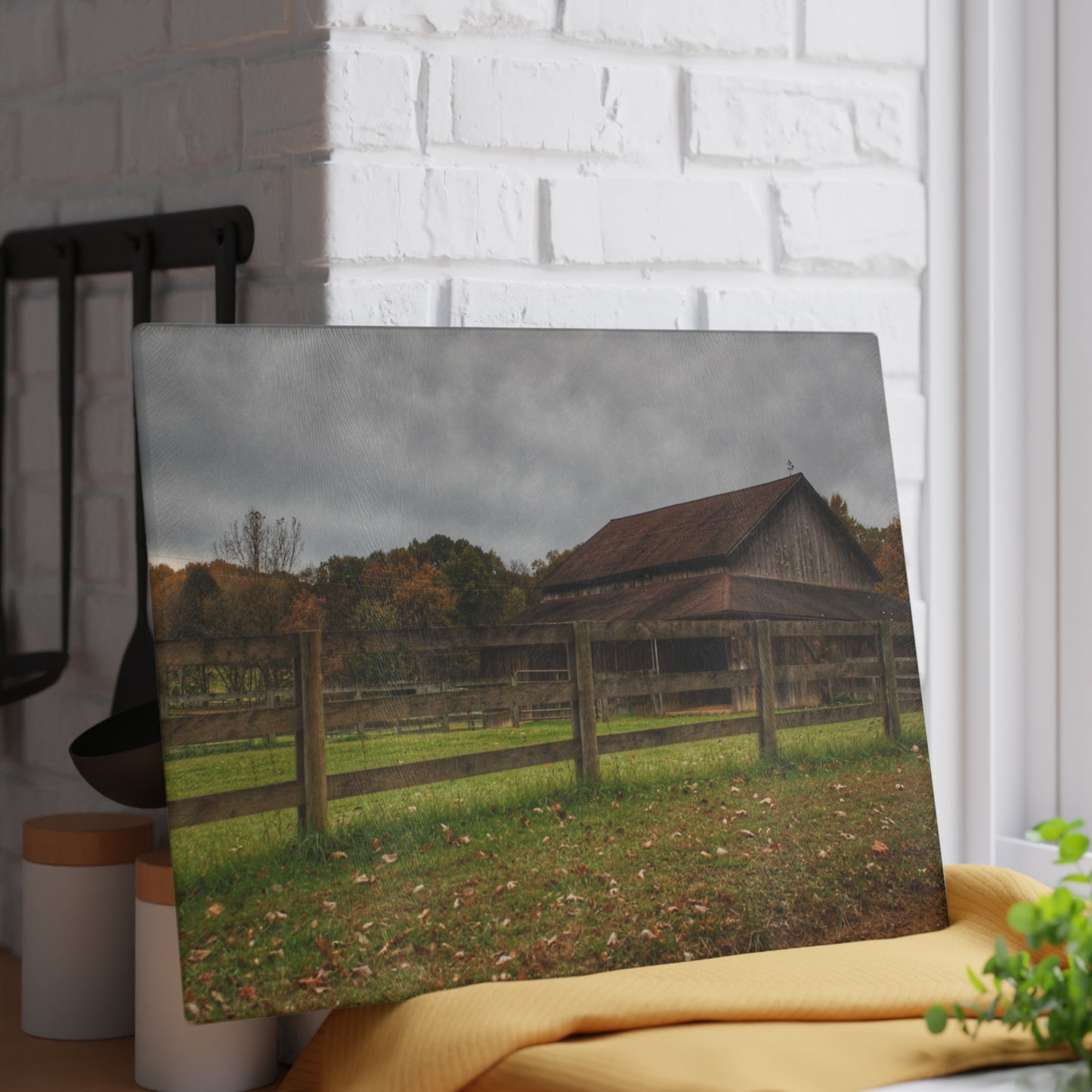 U R There Photography Chalet Grey I Rustic Farmhouse Tempered-Glass Cutting Board