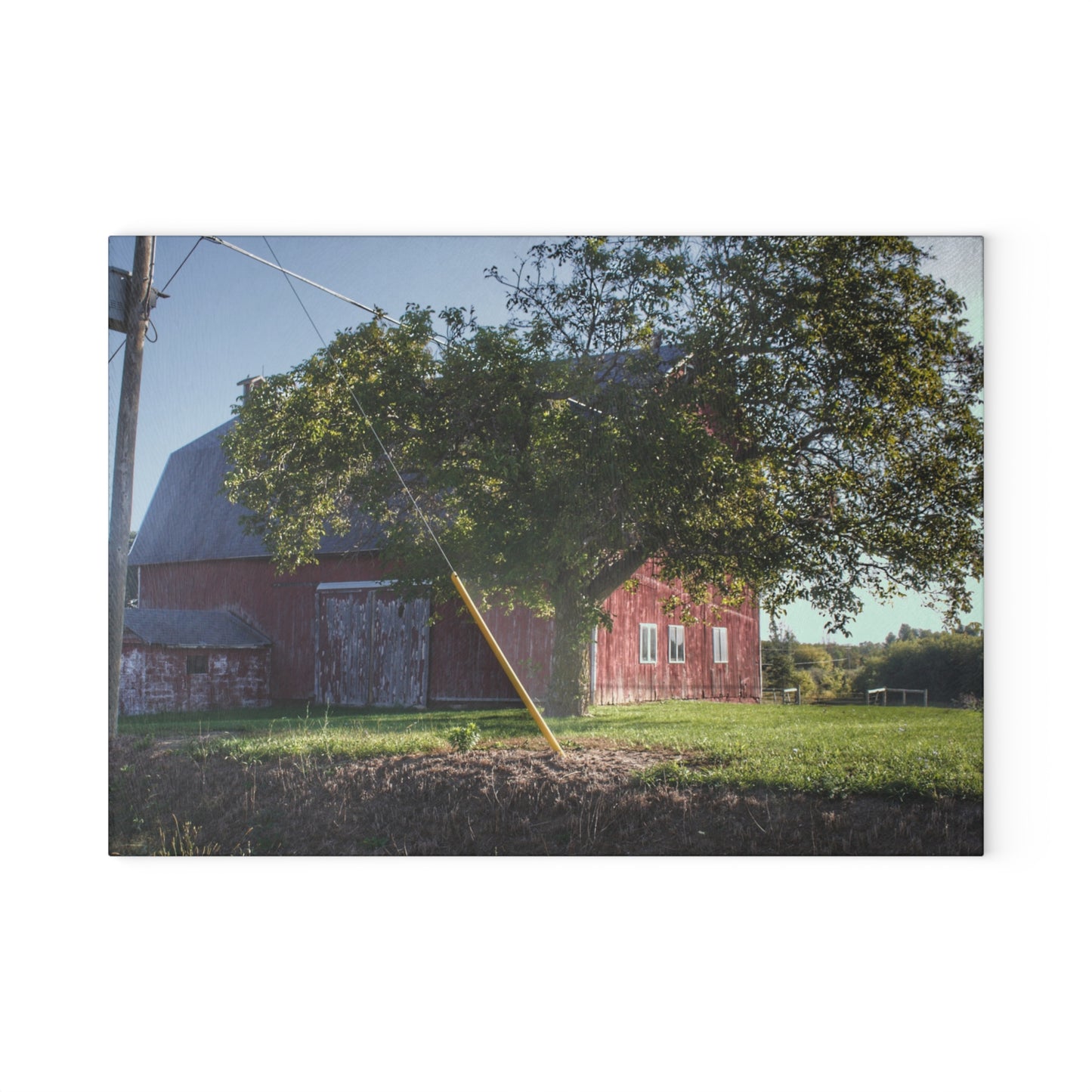 U R There Photography Rochester Road Hidden Red Rustic Farmhouse Tempered-Glass Cutting Board 8"x 11"