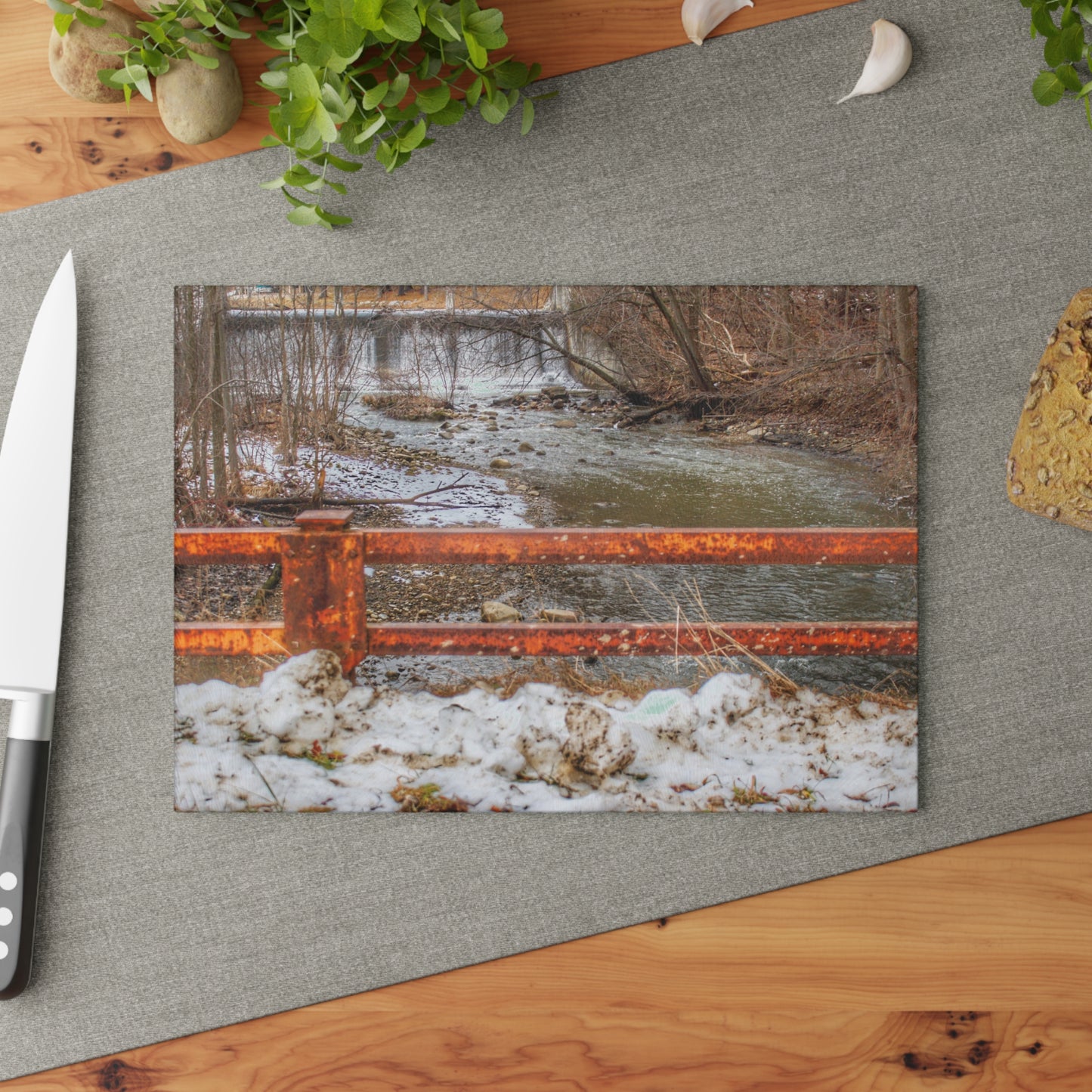 U R There Photography Piersonville Road Dam Rustic Farmhouse Tempered-Glass Cutting Board