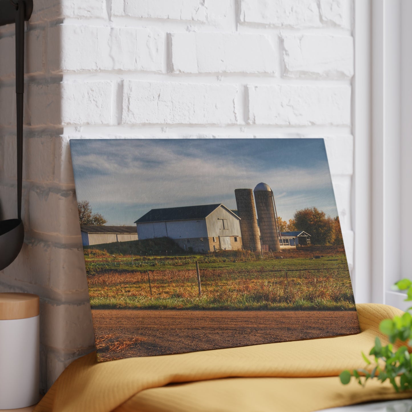 U R There Photography Cade Road White Rustic Farmhouse Tempered-Glass Cutting Board