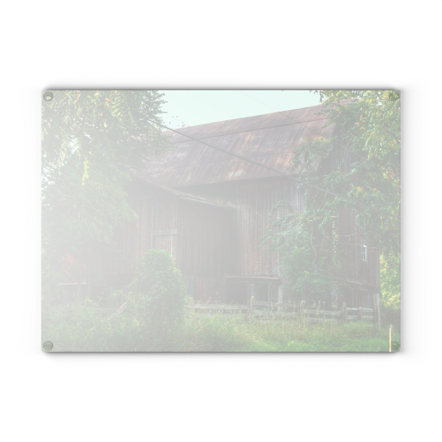 U R There Photography Oxford Rusted Red I Rustic Farmhouse Tempered-Glass Cutting Board