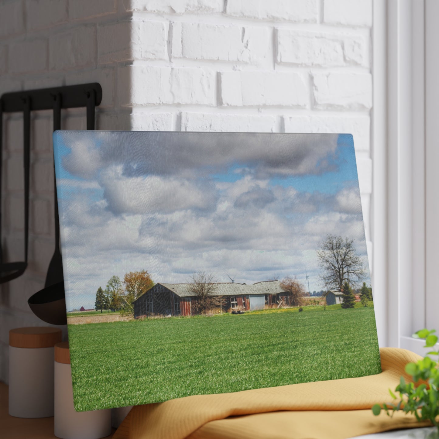 U R There Photography Rescue Road Rusted Shack Rustic Farmhouse Tempered-Glass Cutting Board
