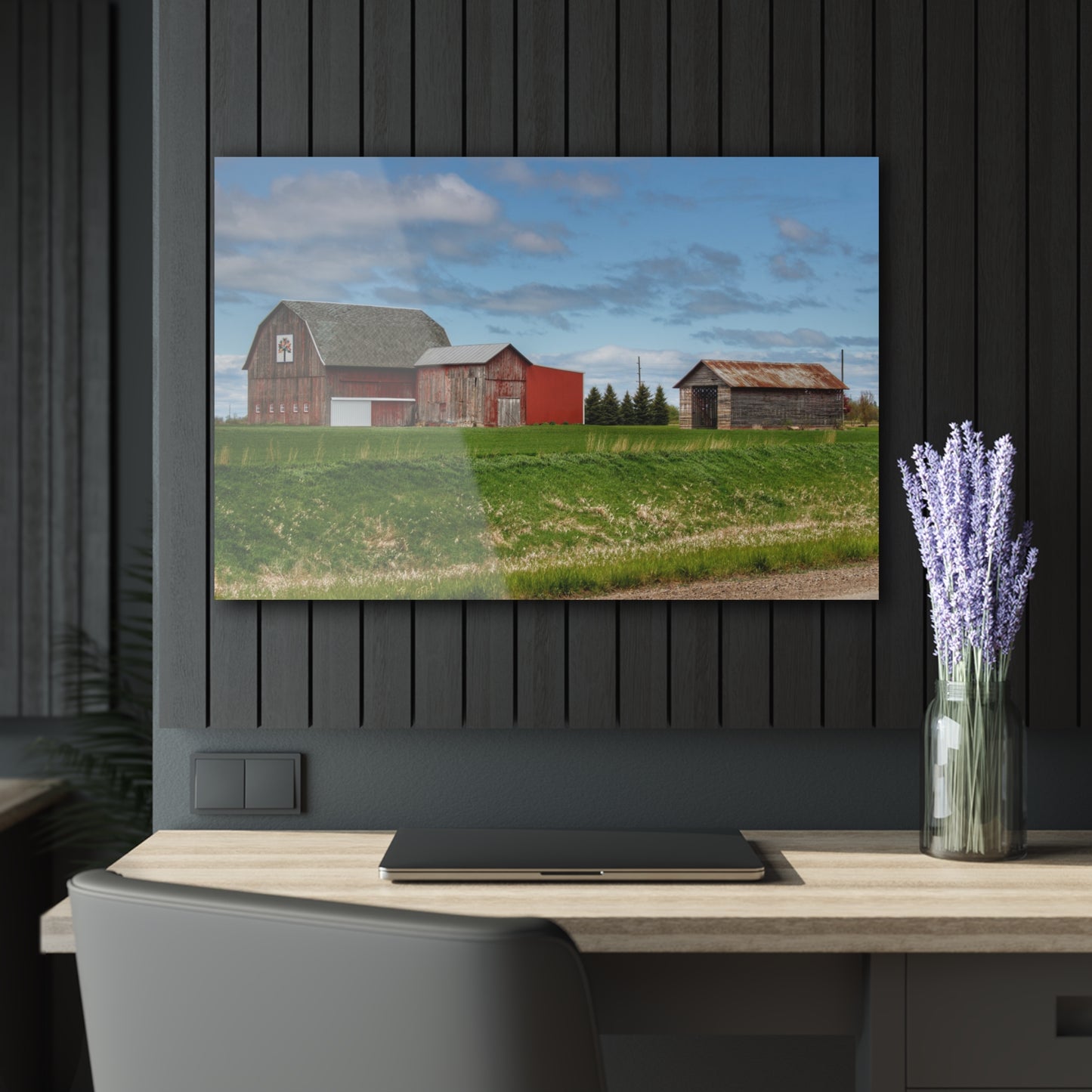 U R There Photography Unionville Reds Rustic Farmhouse Acrylic Wall Print