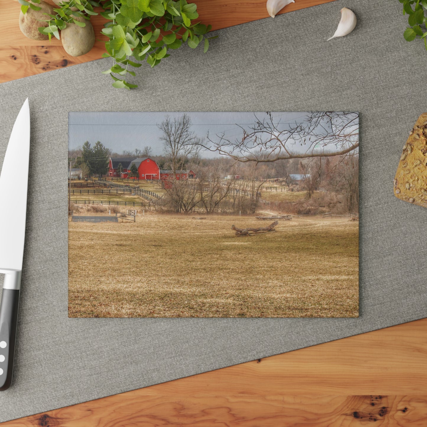 U R There Photography Beyond the Trees on Rock Valley Road Rustic Farmhouse Tempered-Glass Cutting Board