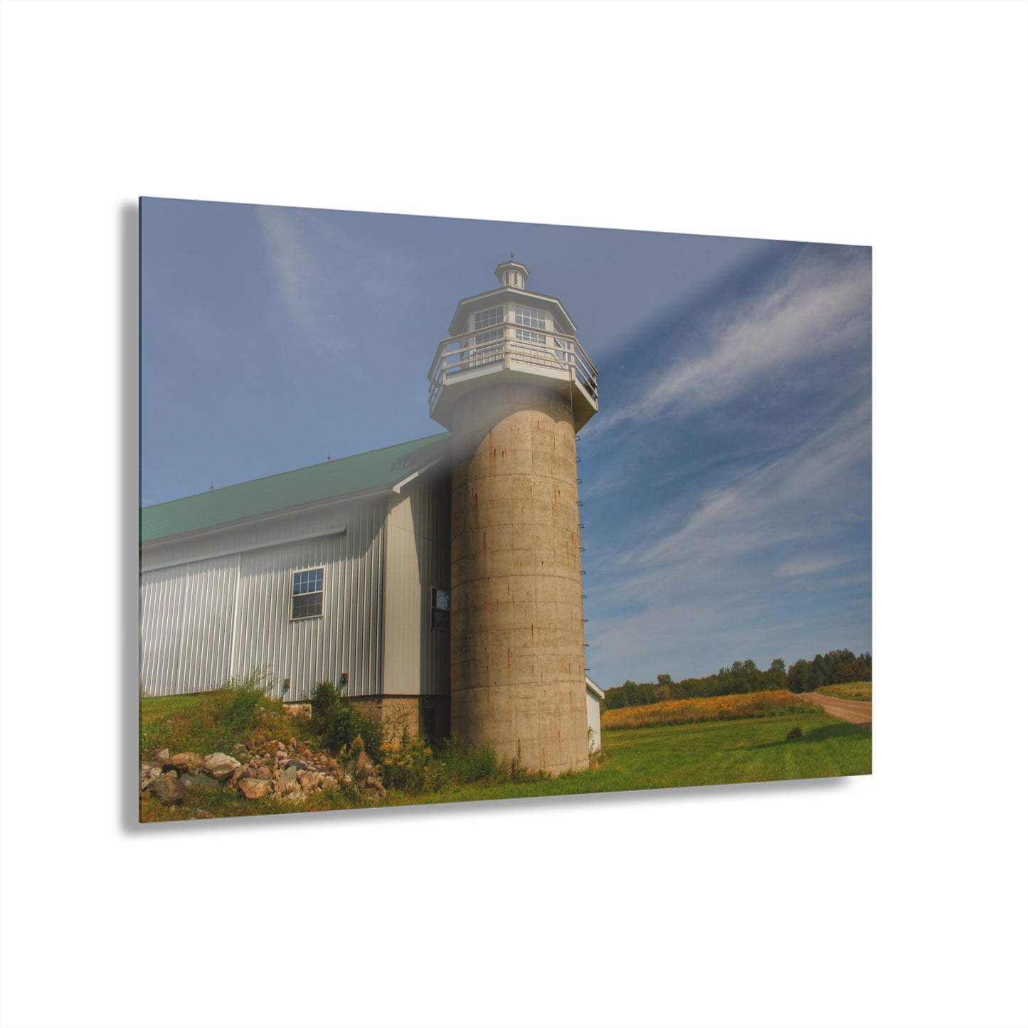 U R There Photography Phelps Road Lighthouse Barn II Rustic Farmhouse Acrylic Wall Print