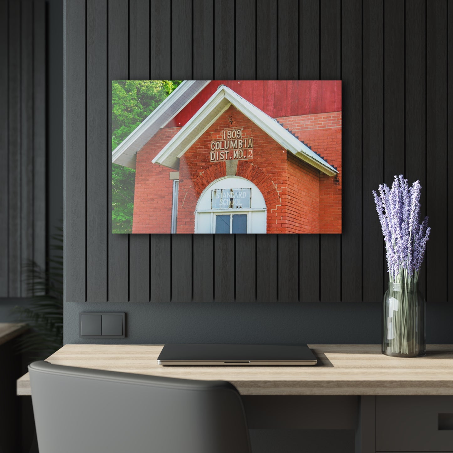 U R There Photography French Road Old Standard Schoolhouse II Rustic Farmhouse Acrylic Wall Print