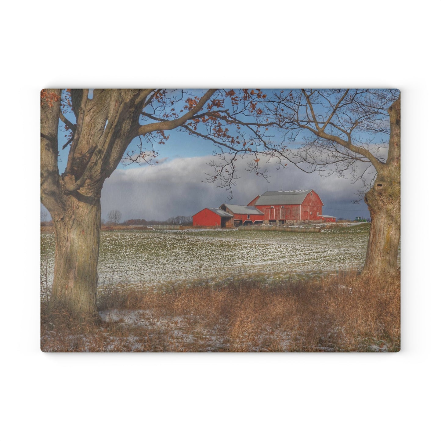 U R There Photography Approaching Storm on Edward Road Rustic Farmhouse Tempered-Glass Cutting Board