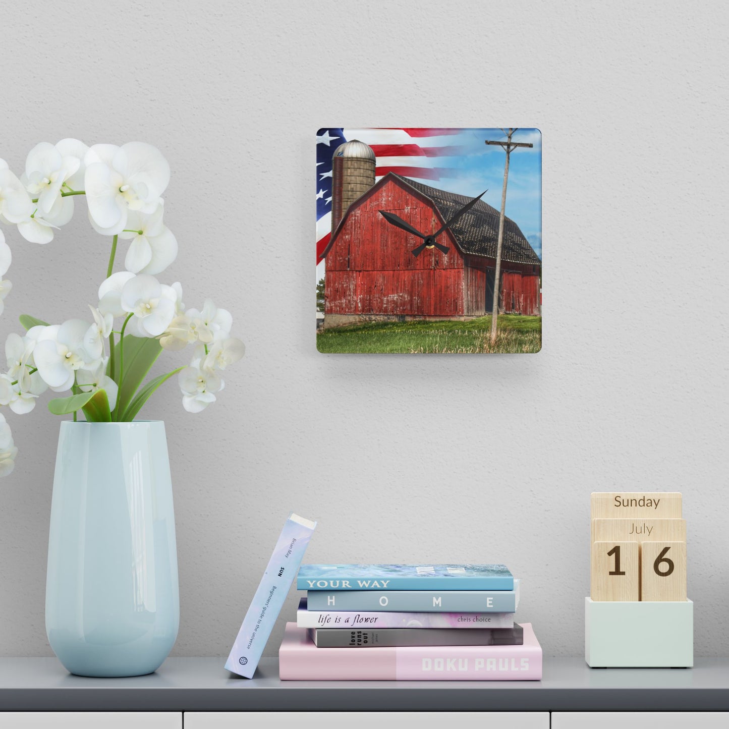 U R There Photography An American Farm I Rustic Farmhouse Acrylic Analog Wall Clock 10.75'' × 10.75'' (Square)