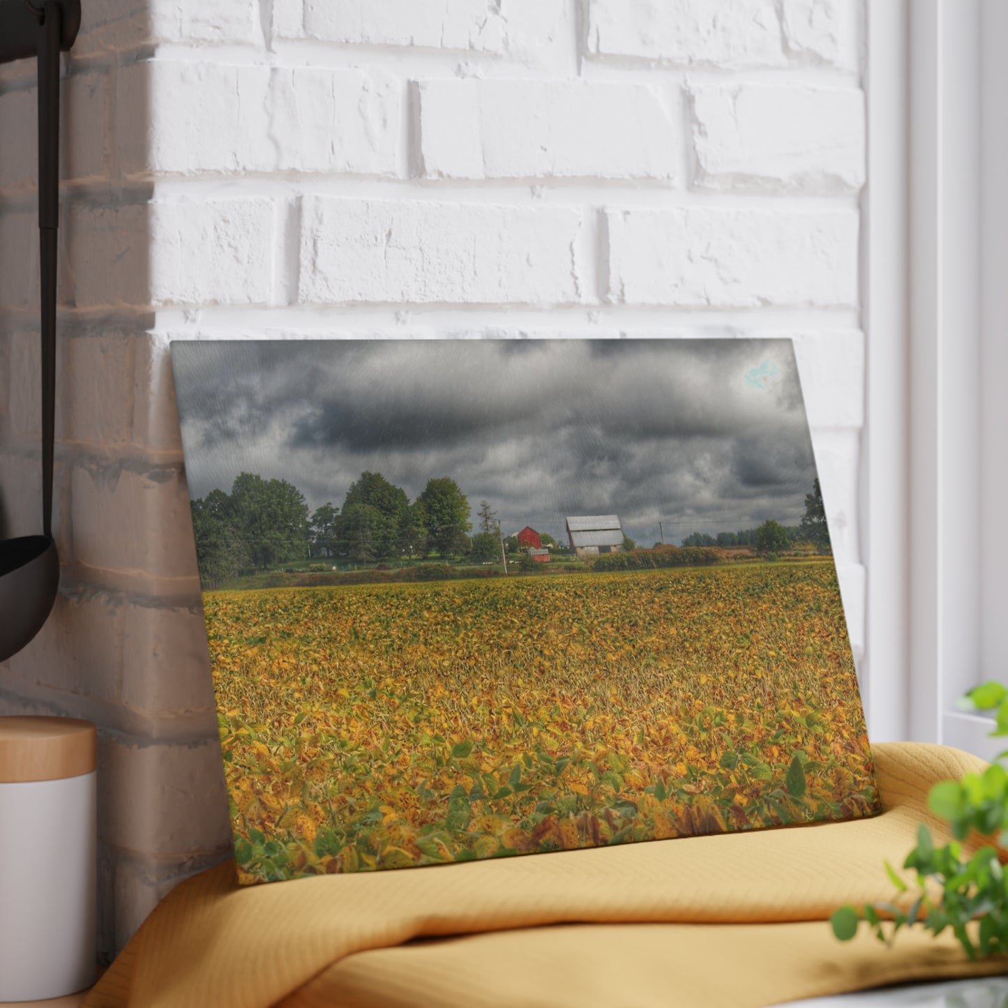 U R There Photography Golden Fields Farm Rustic Farmhouse Tempered-Glass Cutting Board