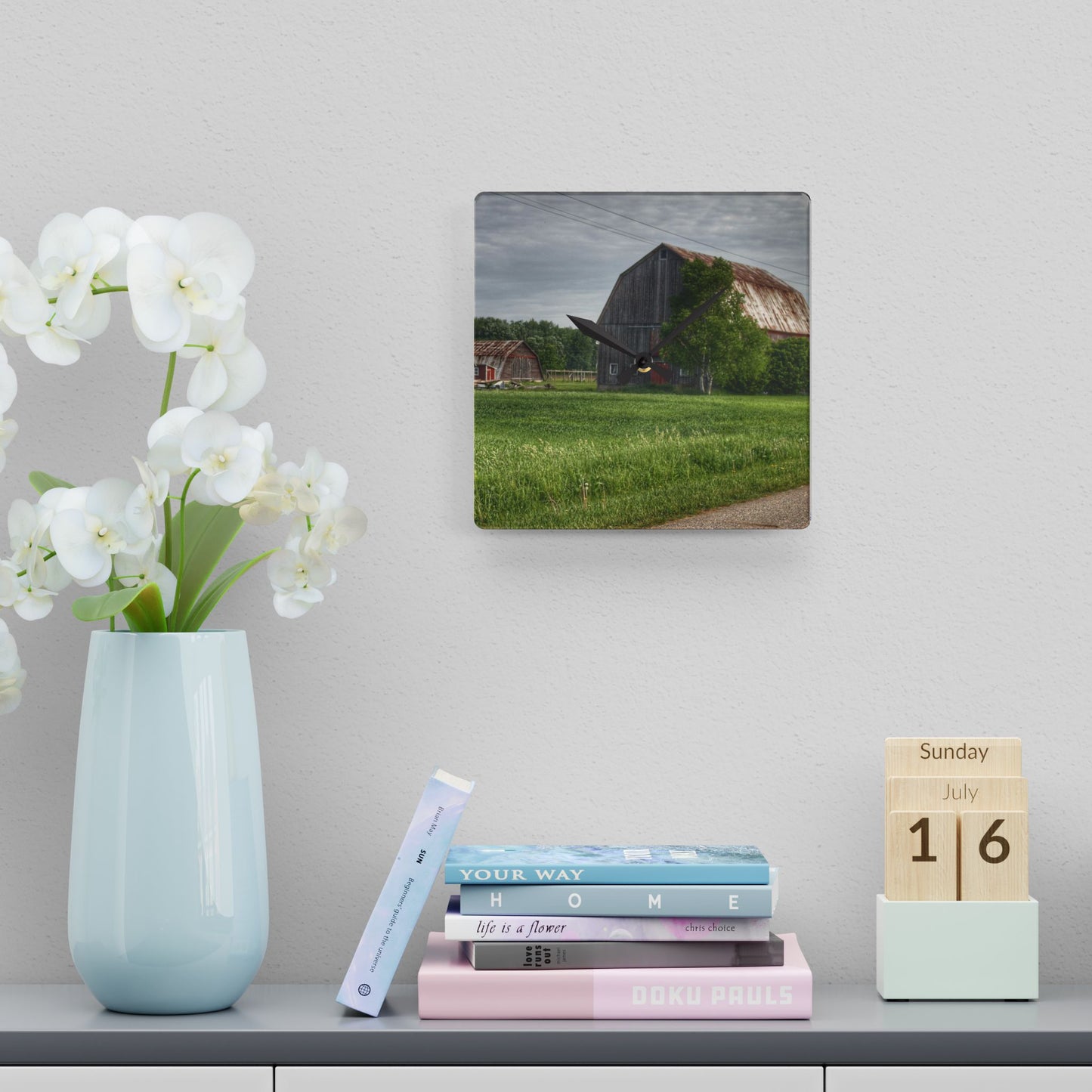 U R There Photography Barkley Road Trio Rustic Farmhouse Acrylic Analog Wall Clock