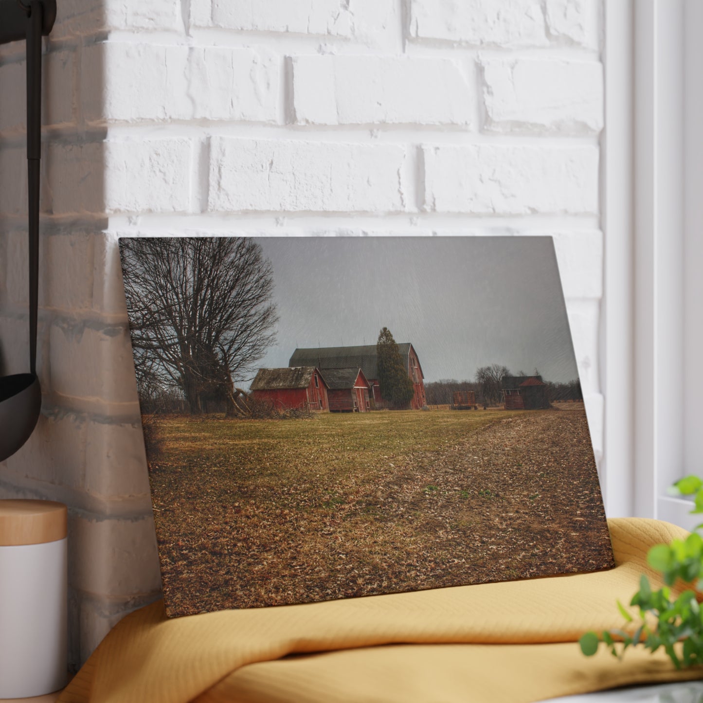 U R There Photography Wilder Road Reds in Spring Rustic Farmhouse Tempered-Glass Cutting Board