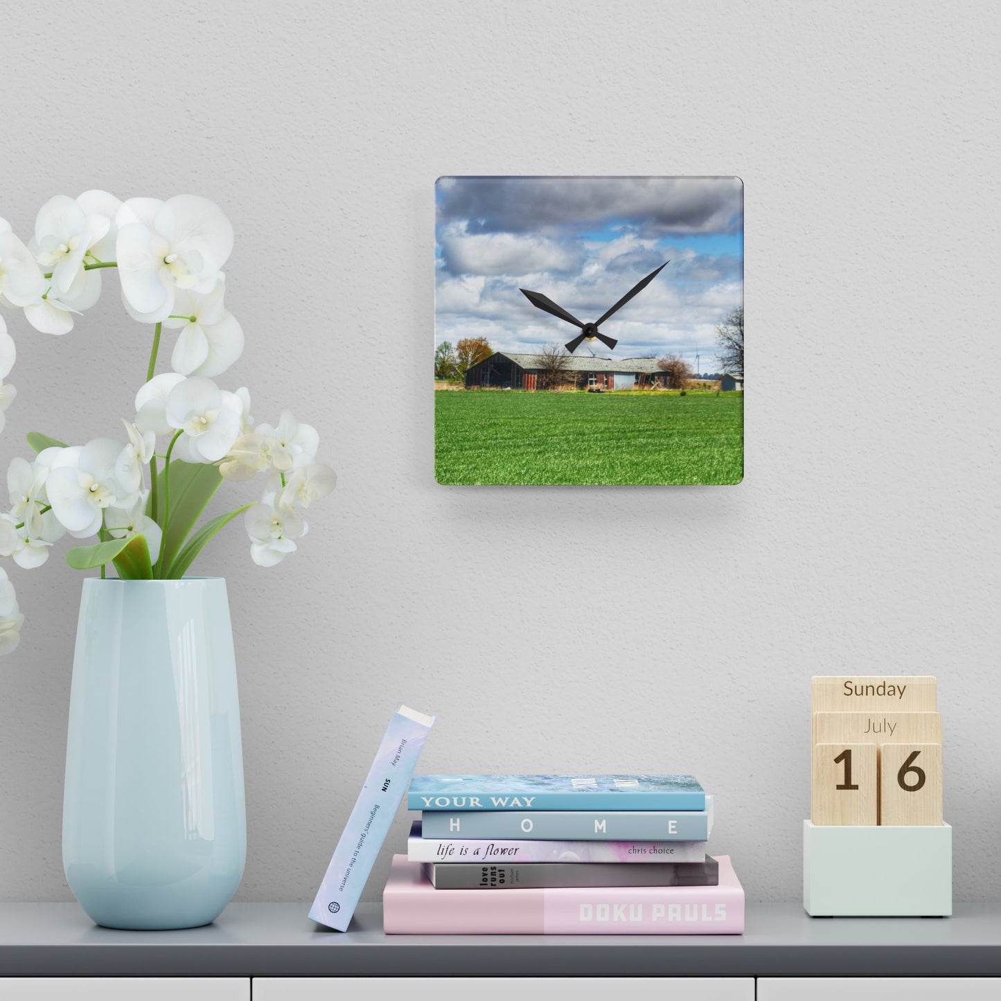 U R There Photography Rescue Road Rusted Shack Rustic Farmhouse Acrylic Analog Wall Clock