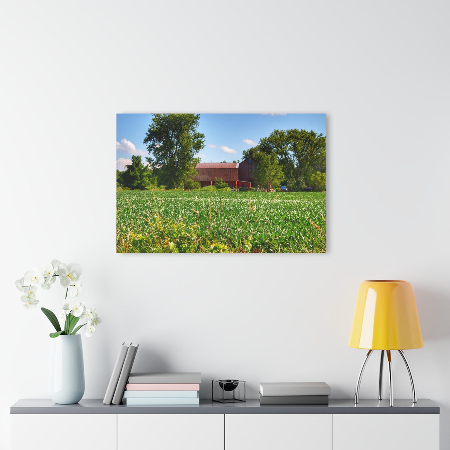 U R There Photography Canada Road Hidden Red Rustic Farmhouse Acrylic Wall Print
