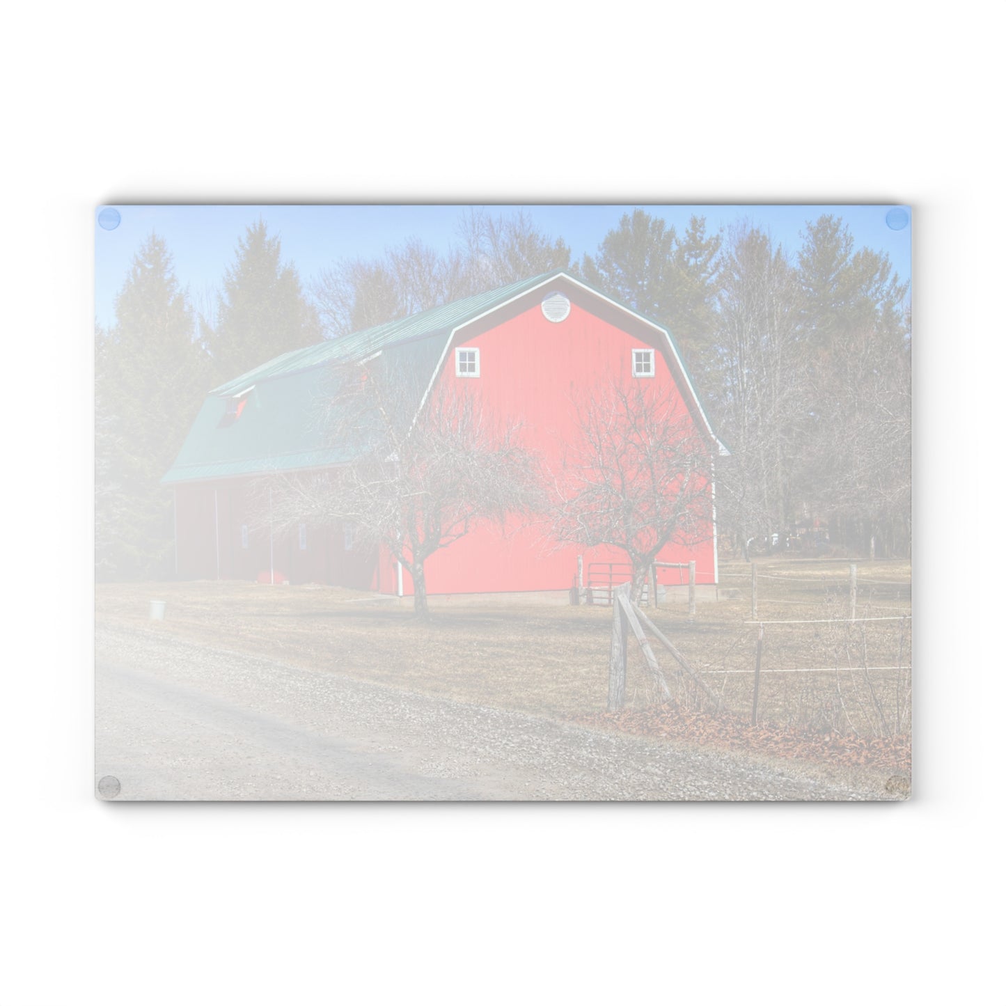 U R There Photography Campground Road Red Rustic Farmhouse Tempered-Glass Cutting Board